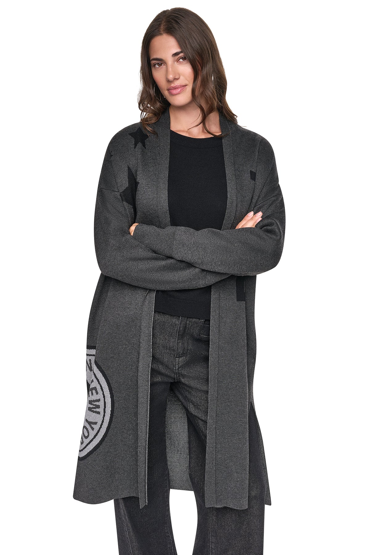 OVERSIZED METALLIC PATCH CARDIGAN VIEW 2