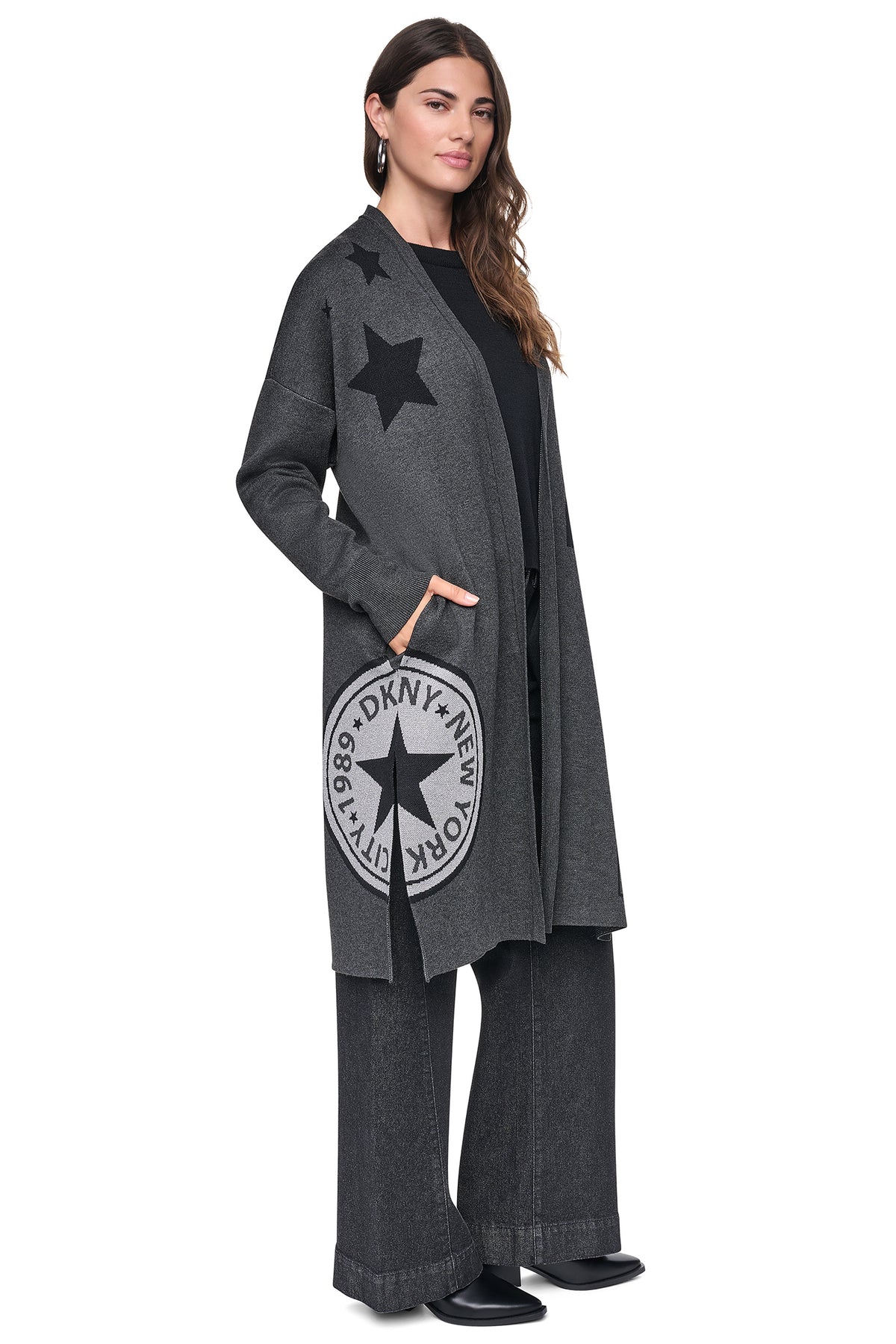 OVERSIZED METALLIC PATCH CARDIGAN VIEW 2