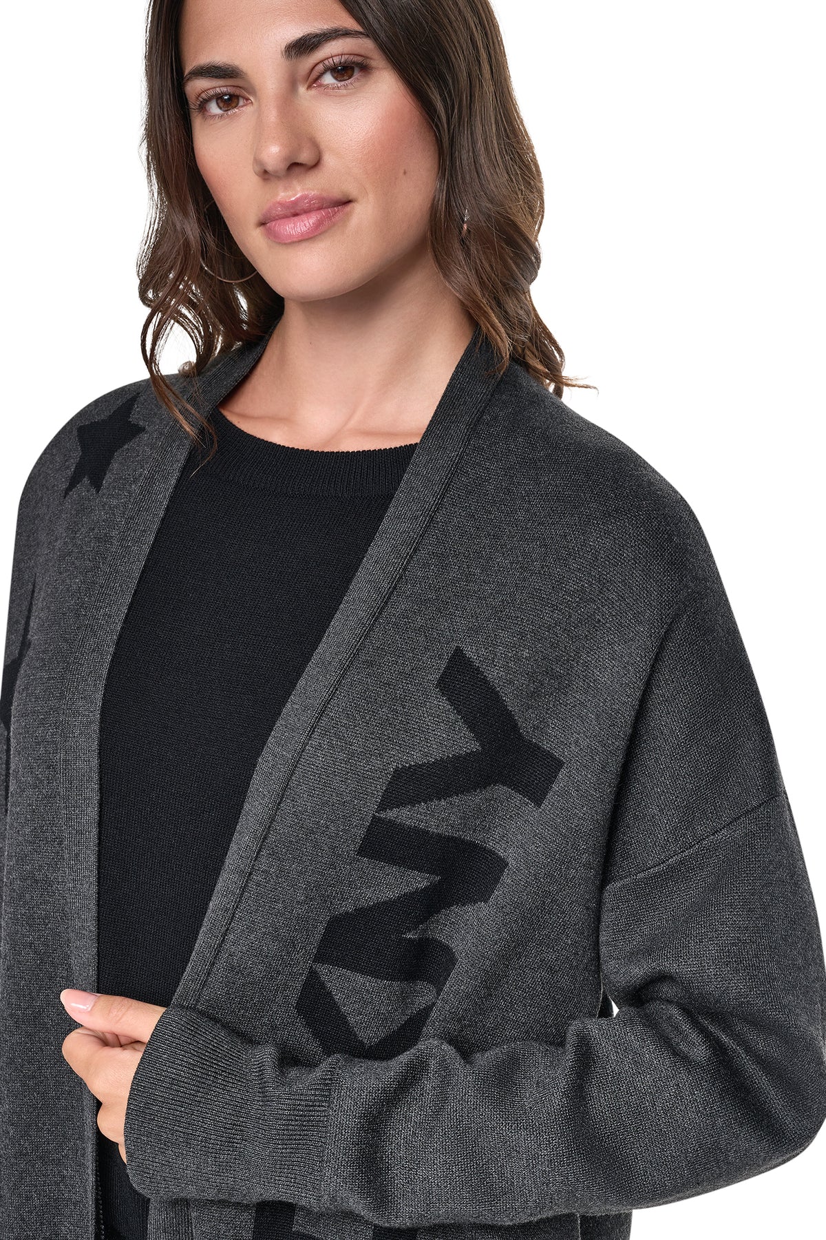 OVERSIZED METALLIC PATCH CARDIGAN VIEW 2