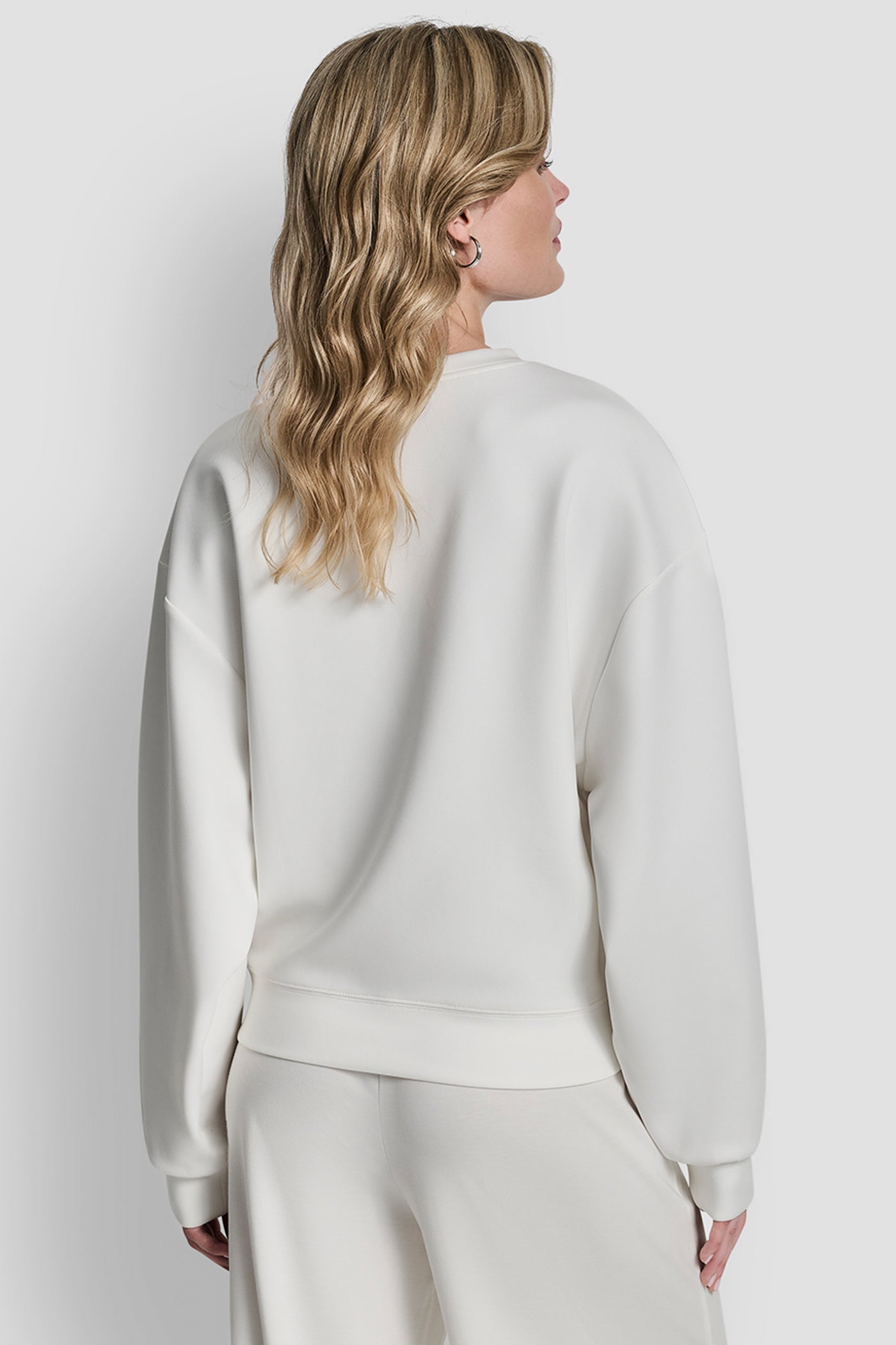 Ivory FAUX LEATHER LOGO SWEATSHIRT, BACK VIEW | Gifts Under $50