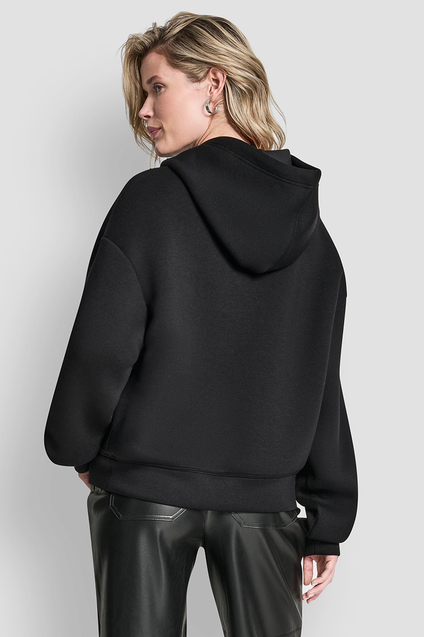 Black LOGO EMBOSSED SCUBA HOODIE, BACK VIEW | All Products
