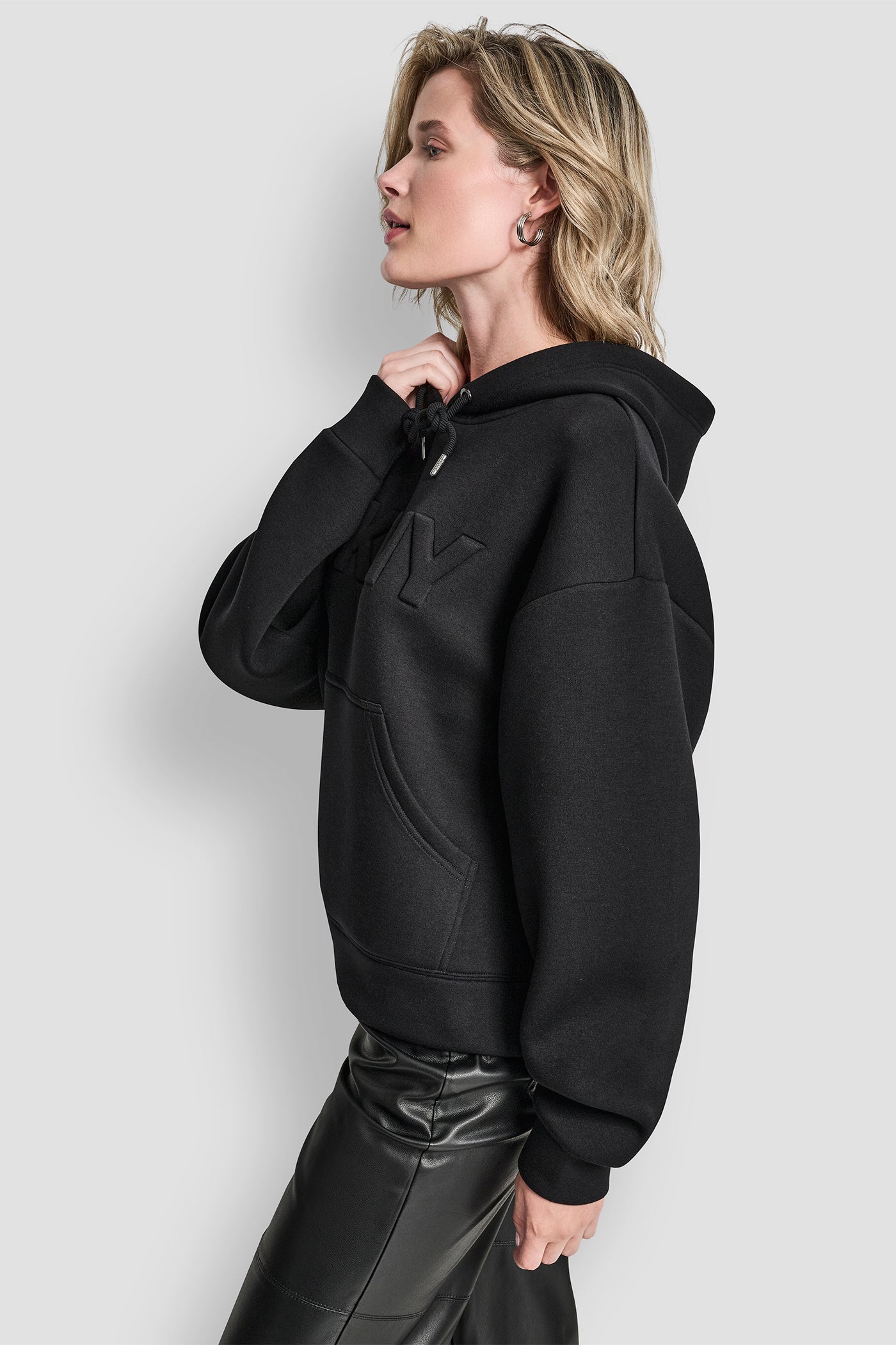 LOGO EMBOSSED SCUBA HOODIE VIEW 3 | All Products