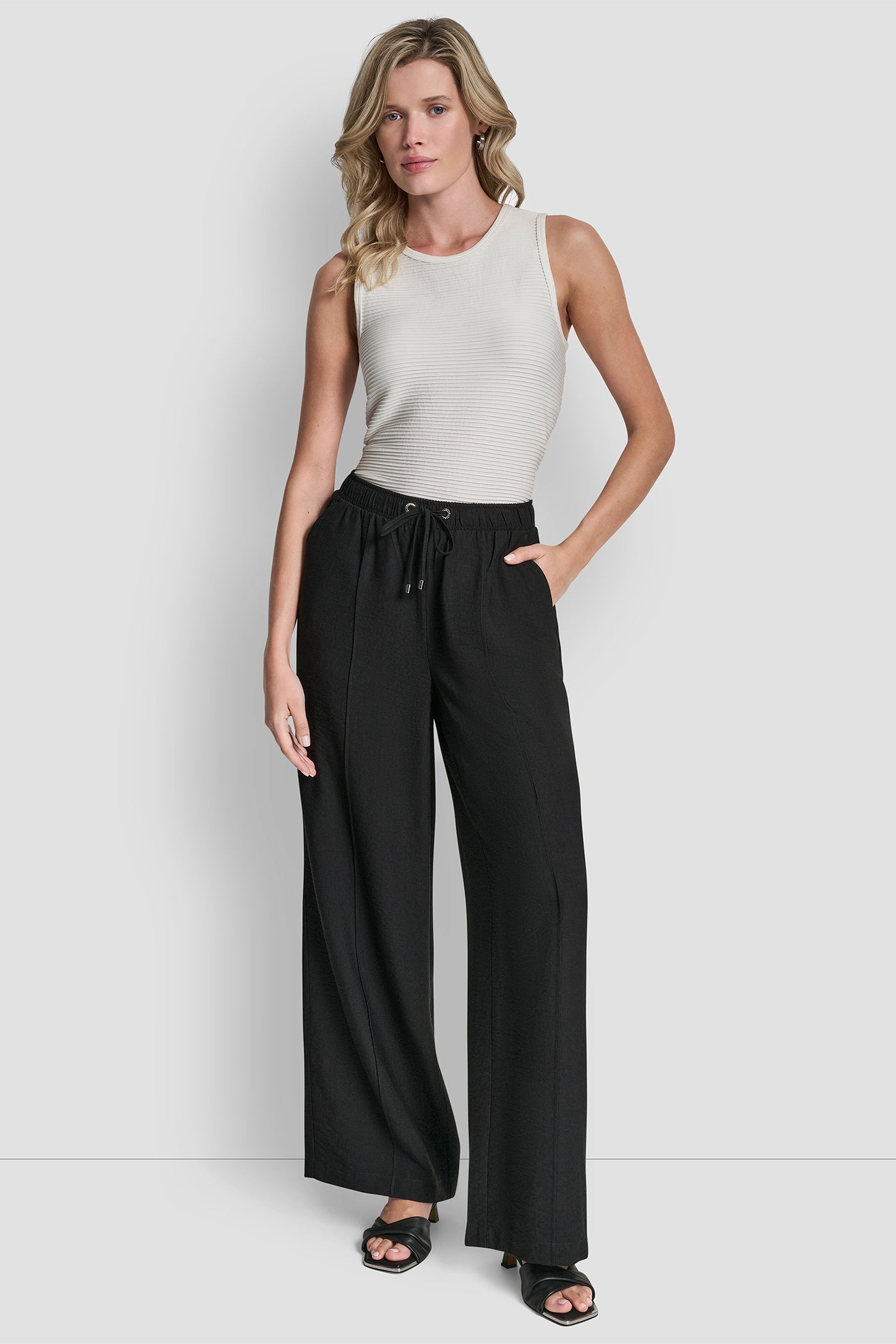 Black SEAMED WIDE LEG PULL-ON PANT, VIEW 1 | SPRING 2026
