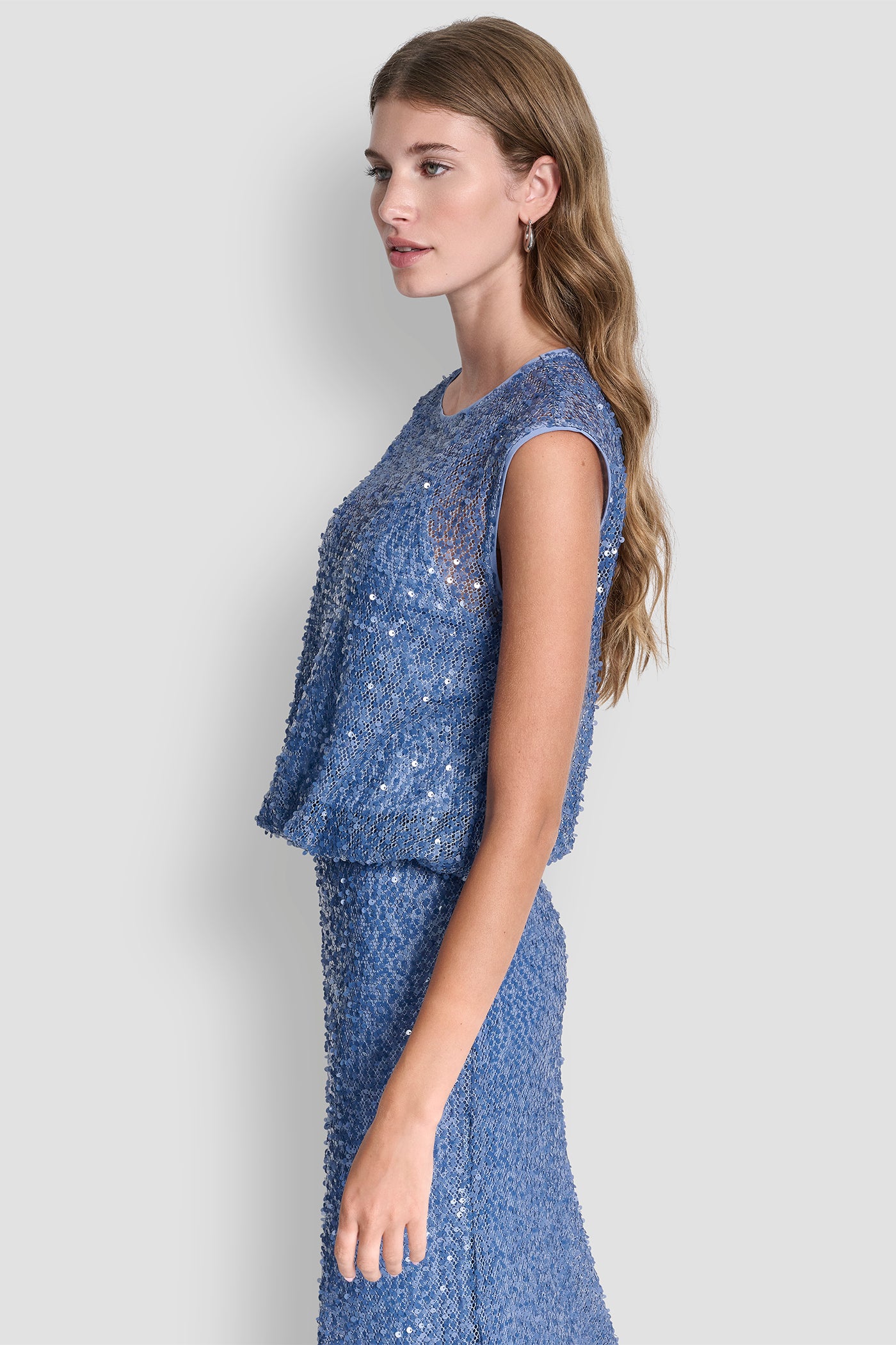 SLEEVELESS SEQUINED BUBBLE HEM SWEATER VIEW 3 | New clothing
