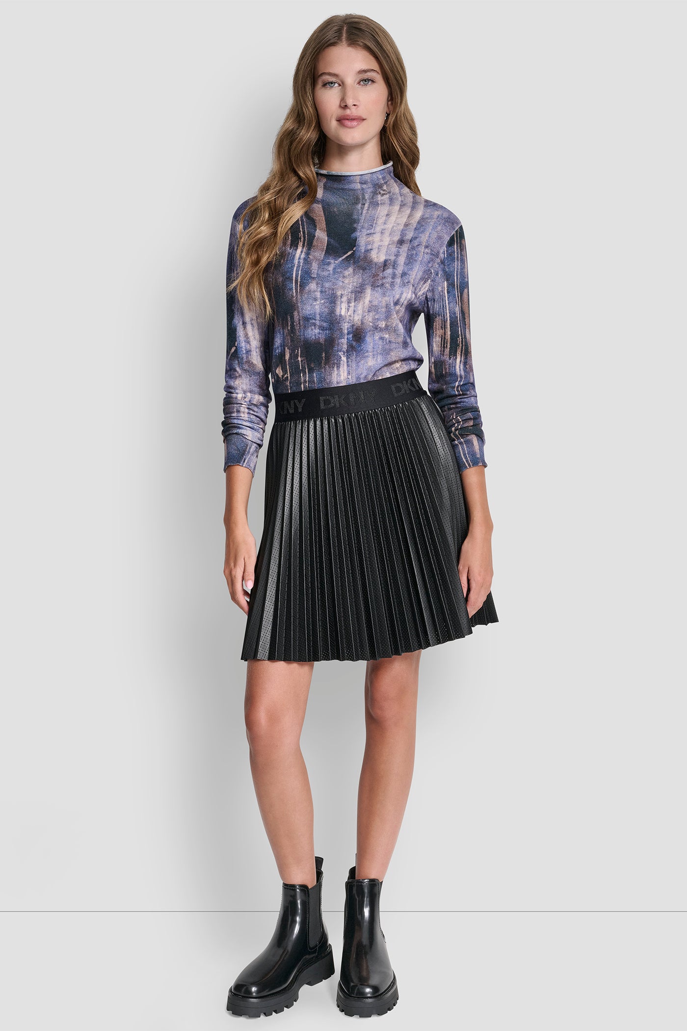PLEATED FAUX LEATHER SKIRT VIEW 4 | Clothing