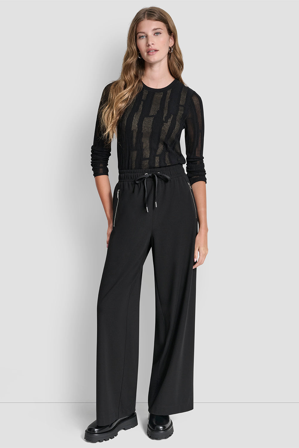 Black HIGH-RISE WIDE LEG PANT, BACK VIEW | Gifts Under $100