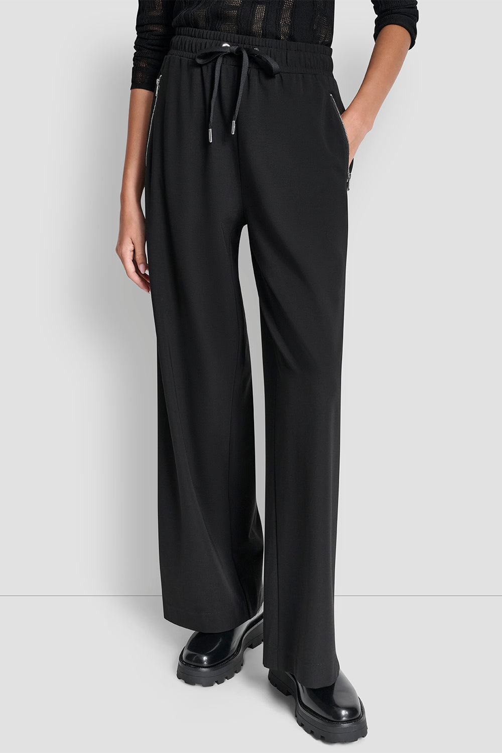 Black HIGH-RISE WIDE LEG PANT, FRONT VIEW | Gifts Under $100