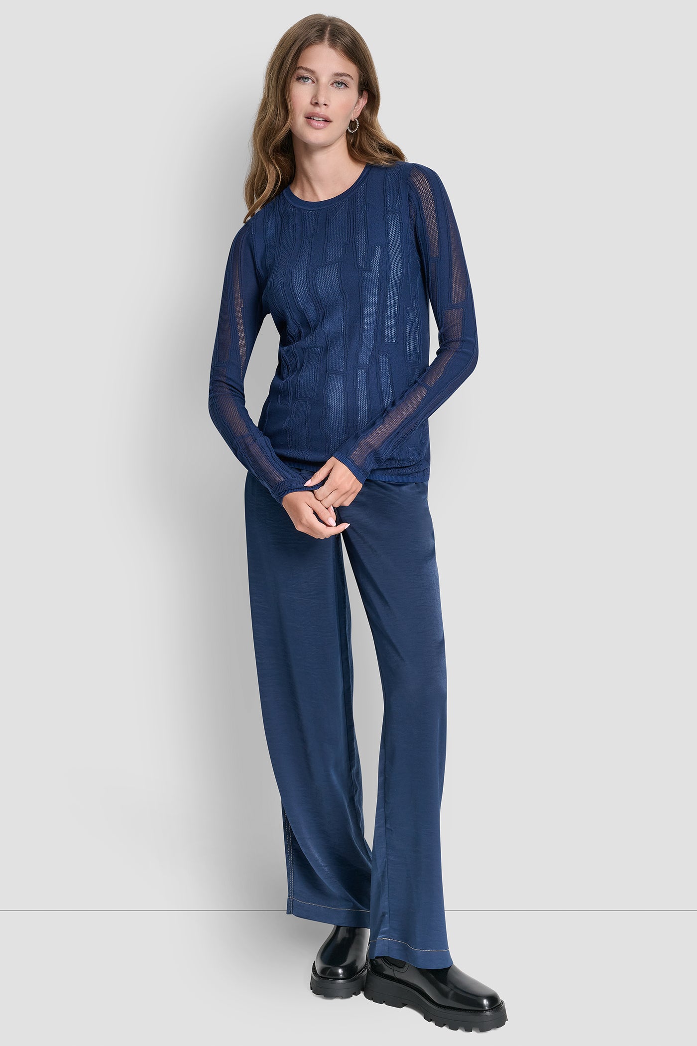 LAYERED MIXED STITCH SWEATER VIEW 4 | New Arrivals