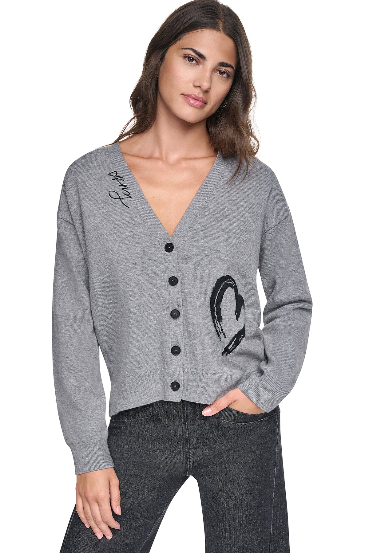 BRUSHSTROKE HEART CARDIGAN VIEW 1