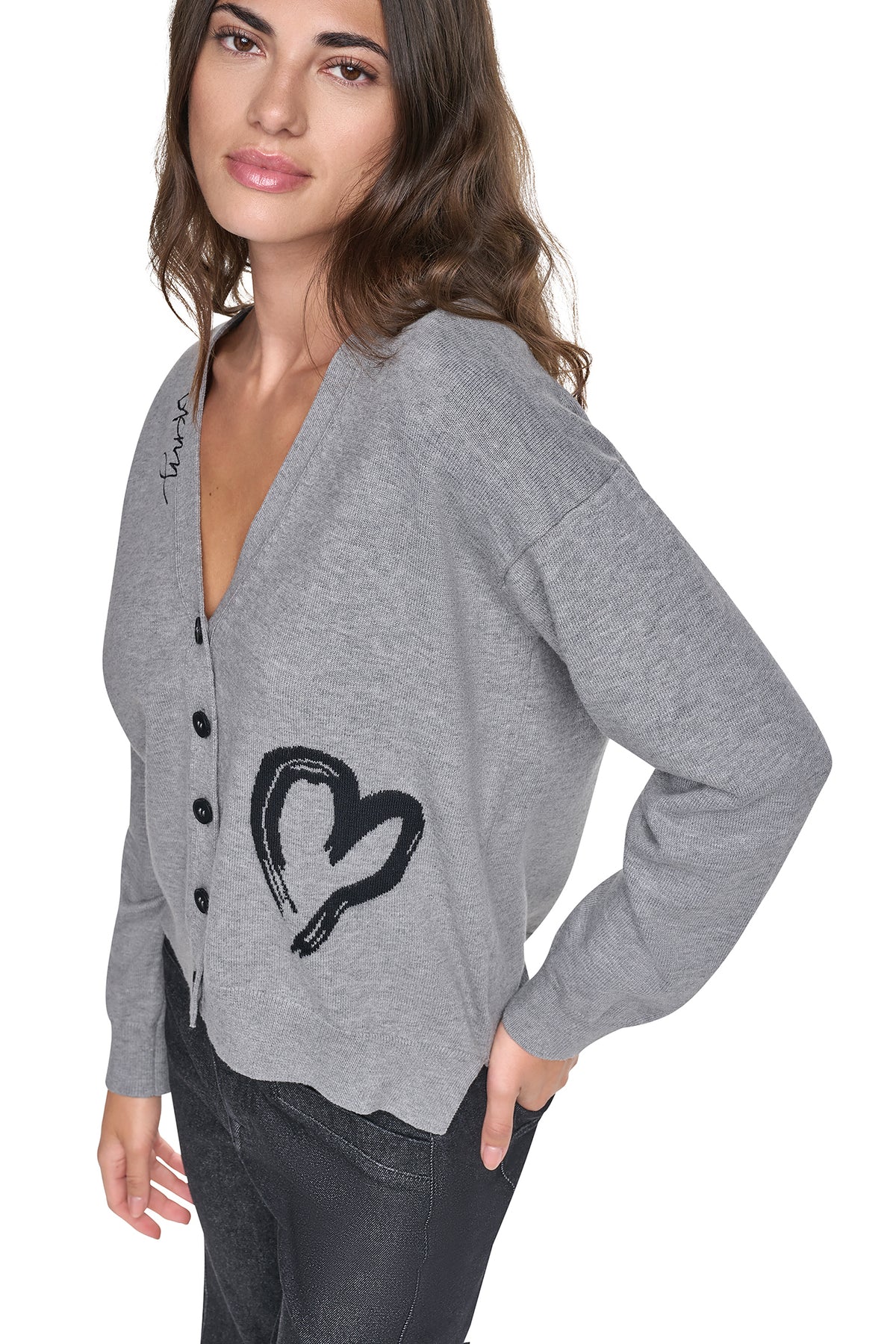 BRUSHSTROKE HEART CARDIGAN VIEW 2