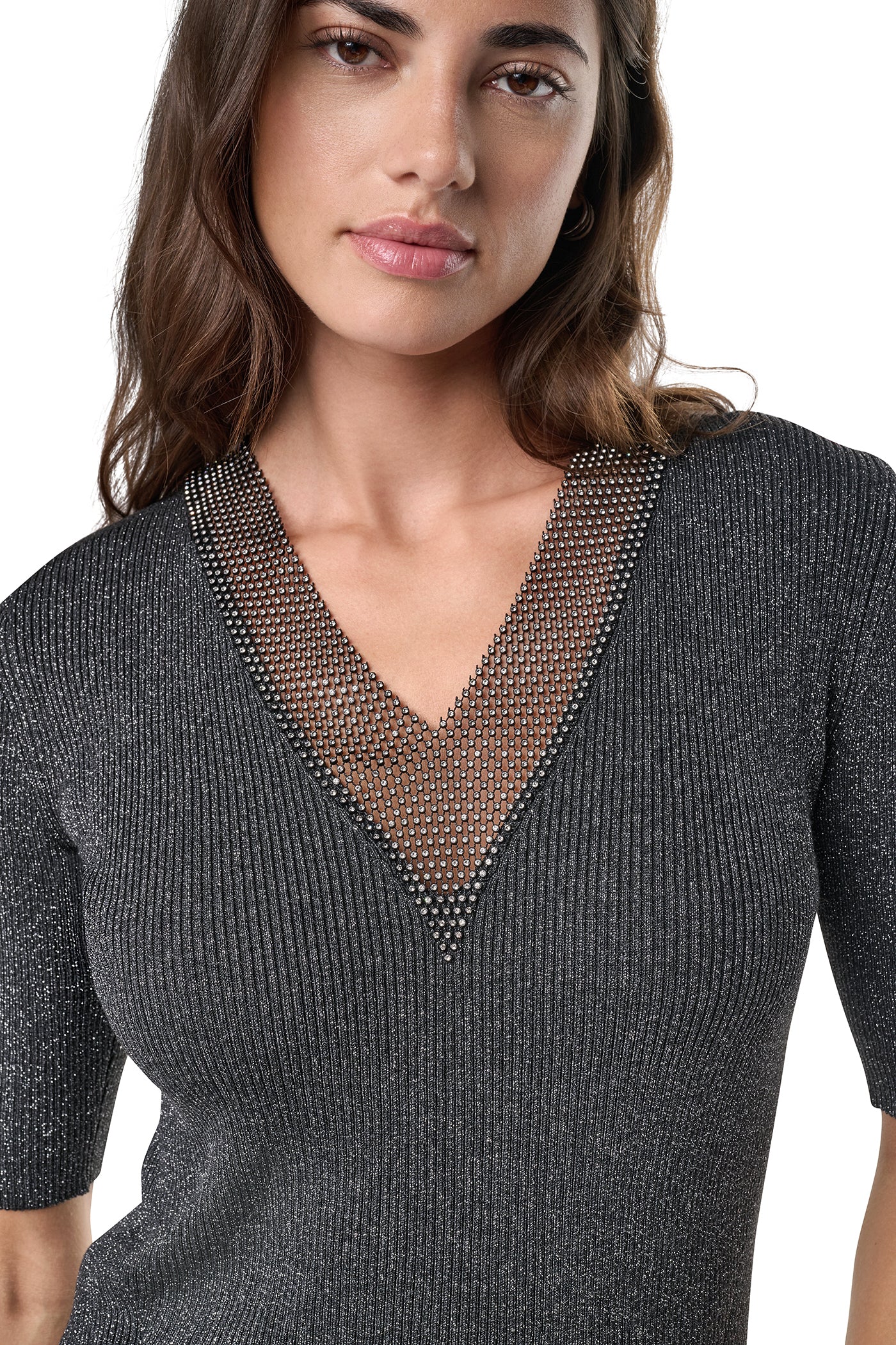 EMBELLISHED METALLIC SWEATER VIEW 2
