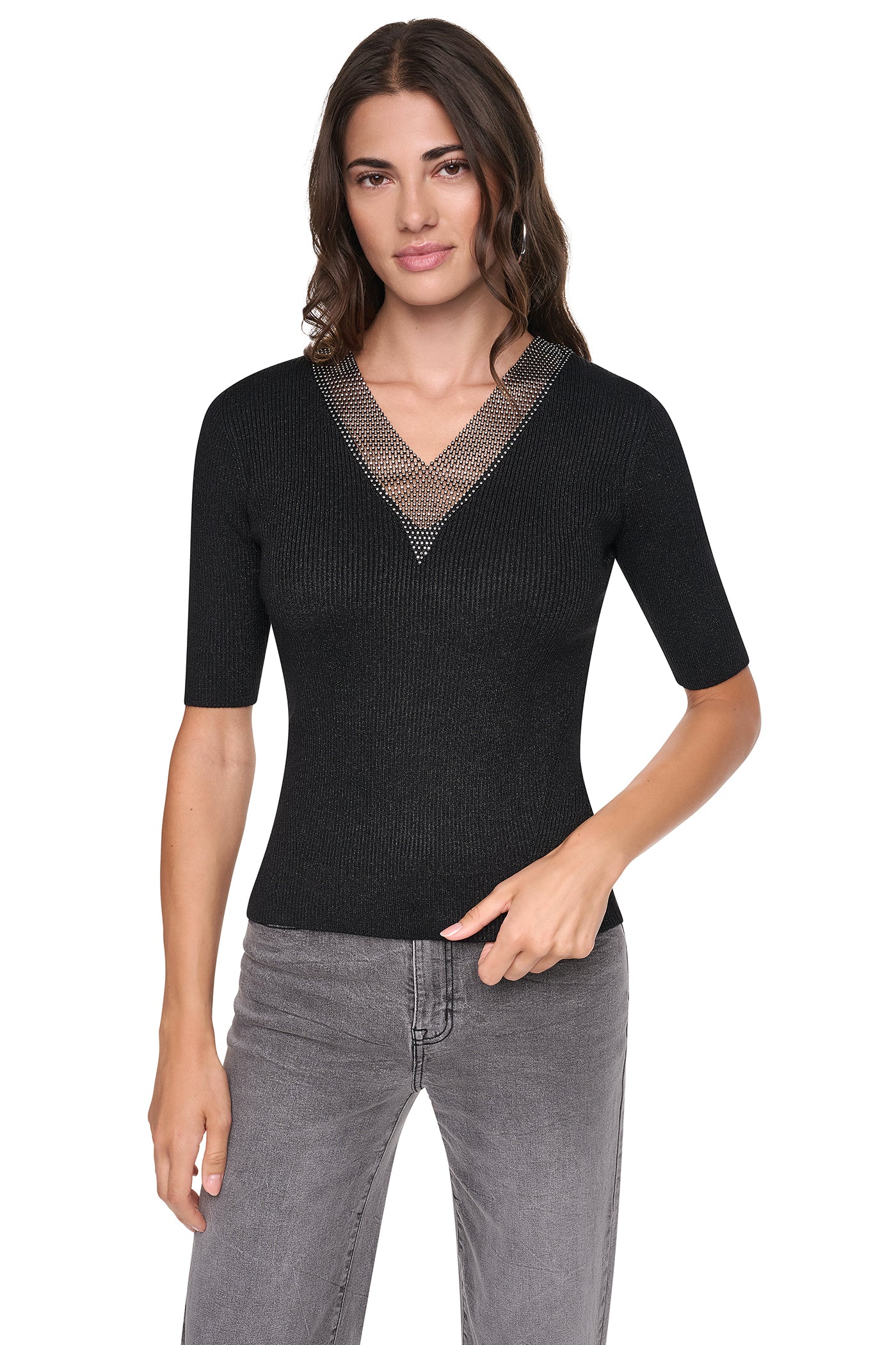 EMBELLISHED METALLIC SWEATER VIEW 2