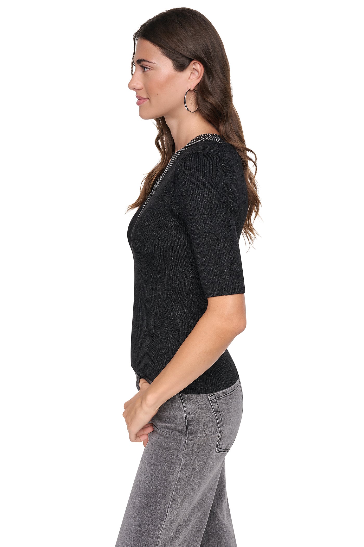 EMBELLISHED METALLIC SWEATER VIEW 2