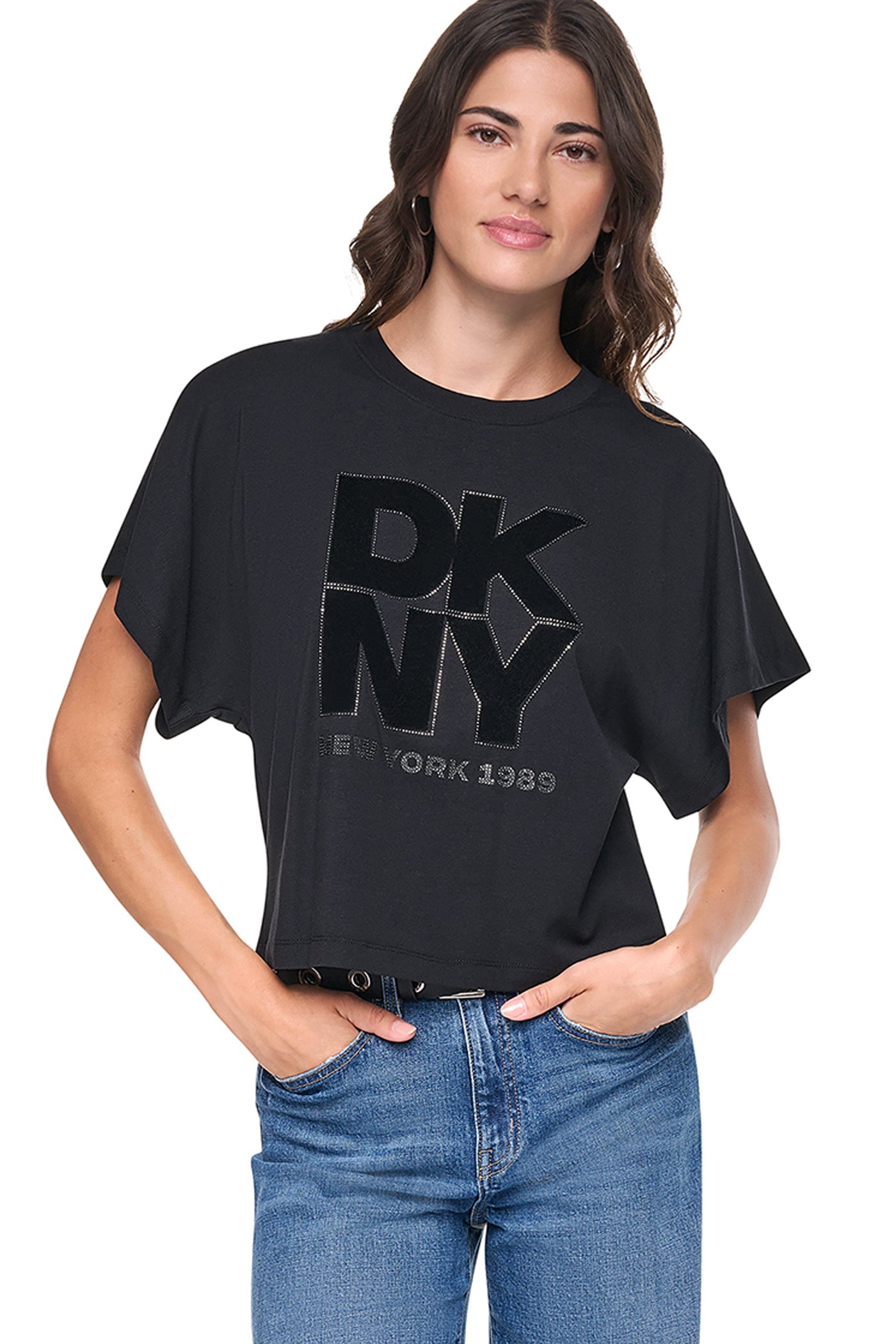 FLOCKED LOGO TEE VIEW 1