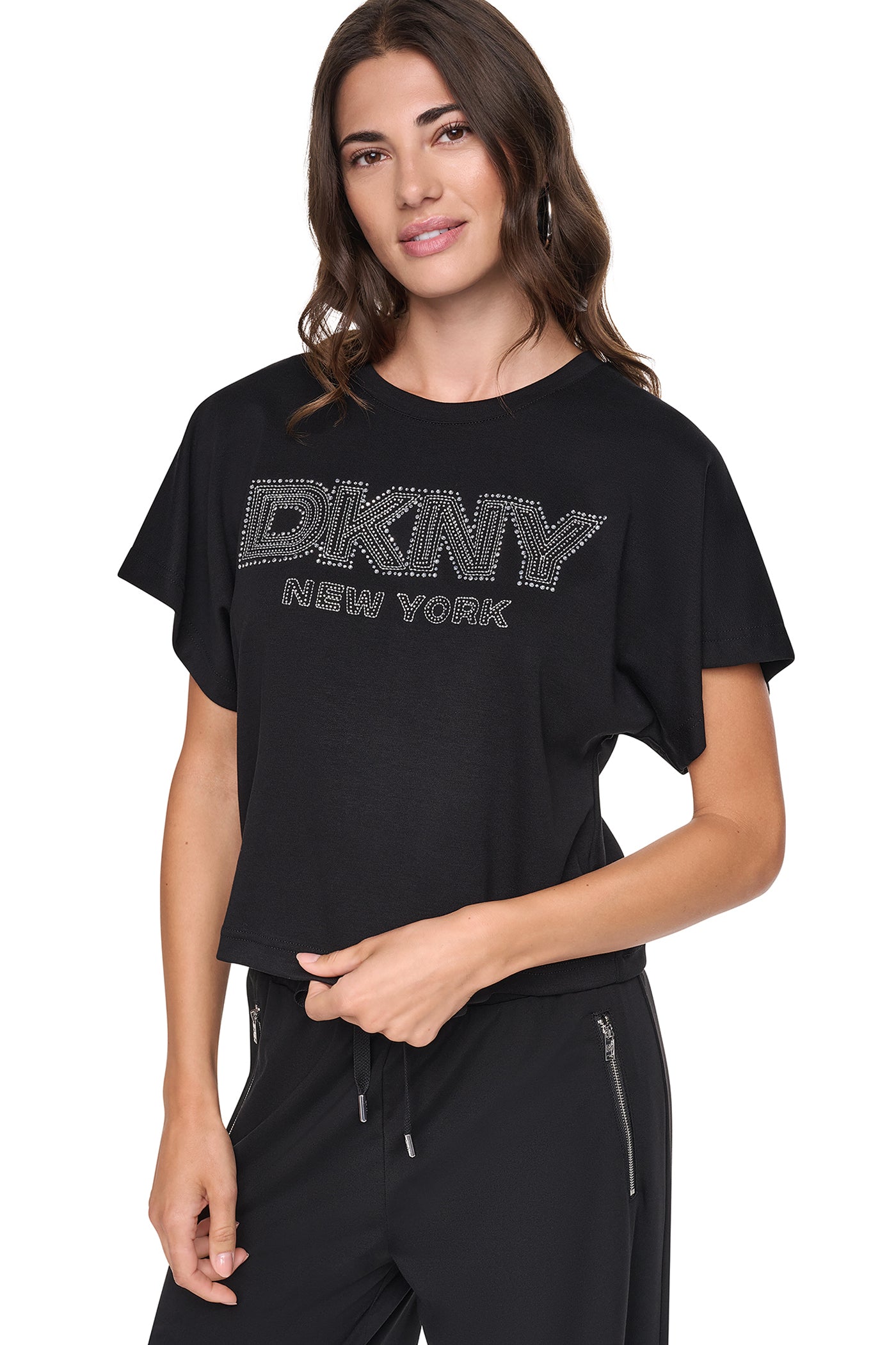 EMBELLISHED LOGO DOLMAN TEE VIEW 1