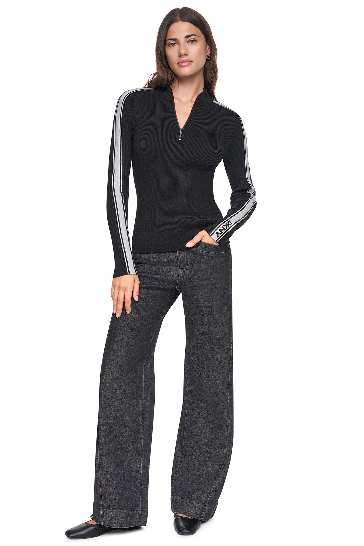 QUARTER-ZIP LOGO TAPE SWEATER VIEW 2
