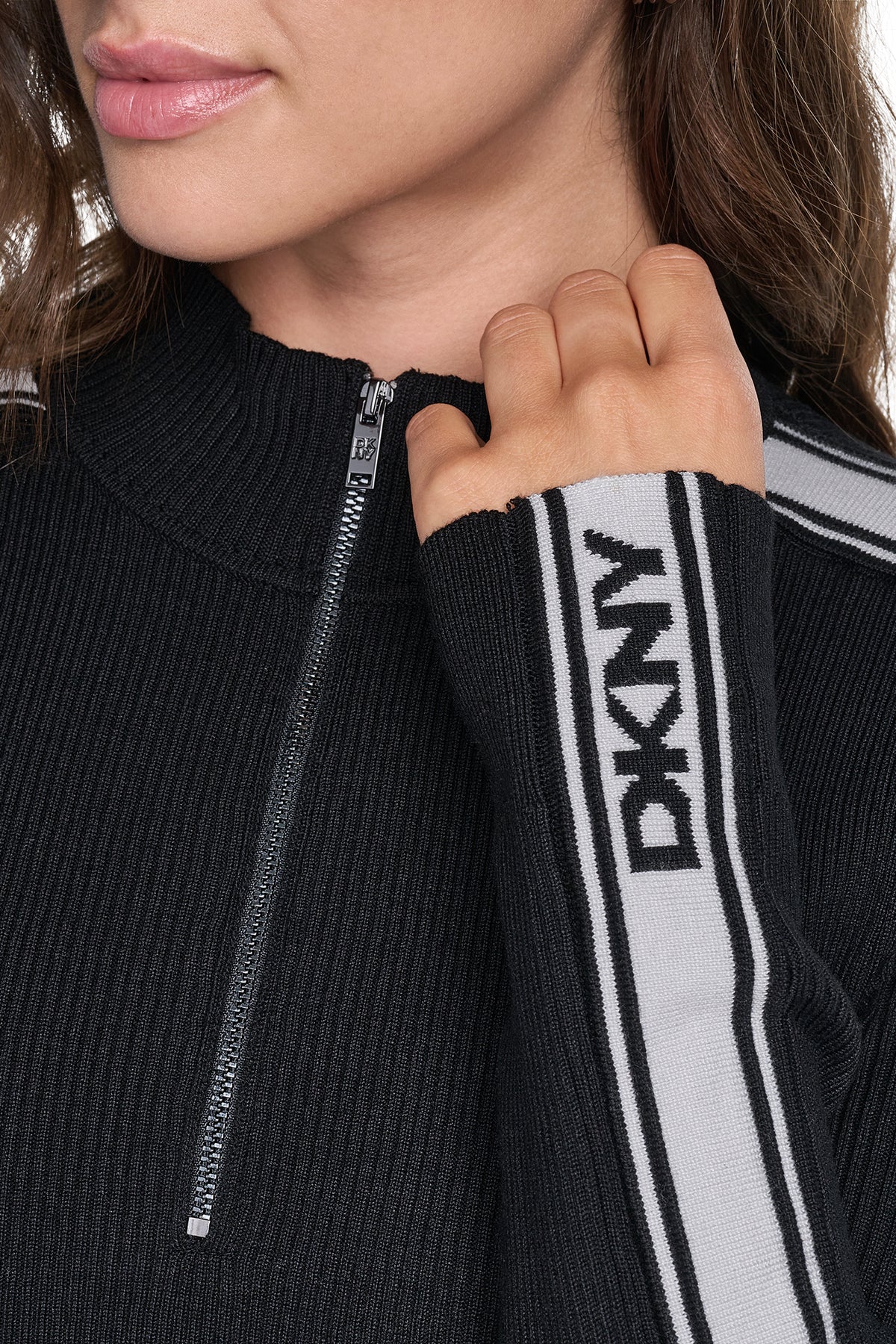QUARTER-ZIP LOGO TAPE SWEATER VIEW 2