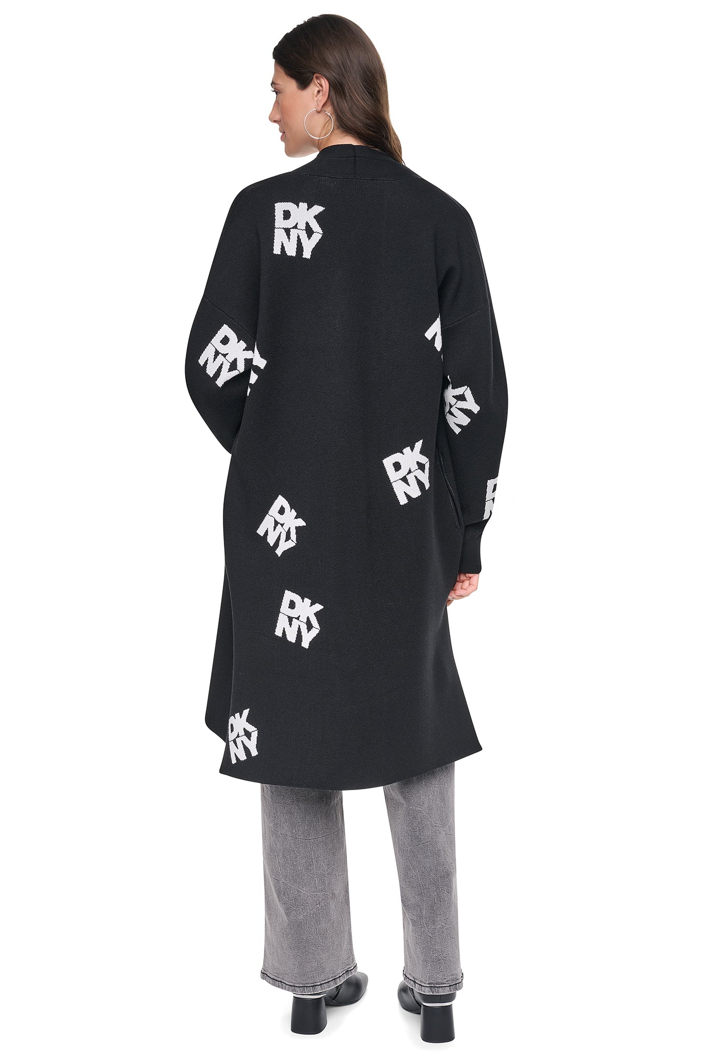 ALL-OVER STACK LOGO LONG CARDIGAN VIEW 2
