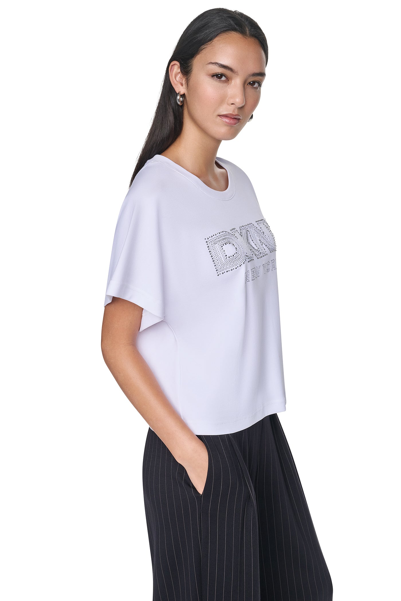 EMBELLISHED LOGO DOLMAN TEE VIEW 2