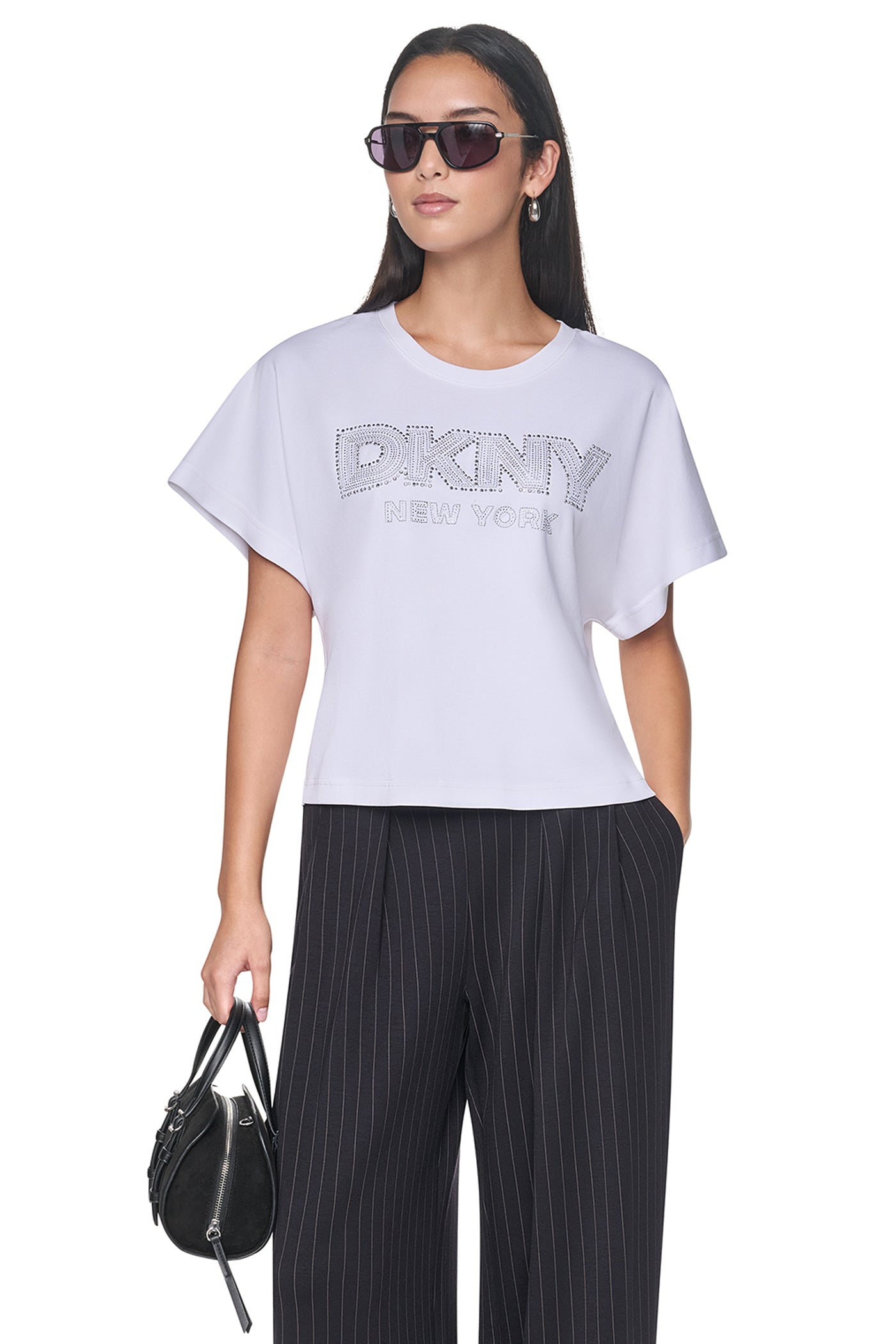 EMBELLISHED LOGO DOLMAN TEE VIEW 1