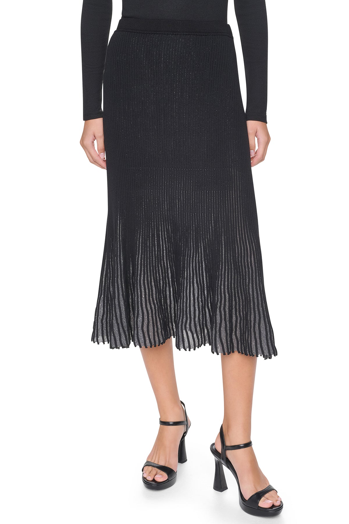 PLAITED RIB LUREX SWEATER SKIRT VIEW 1