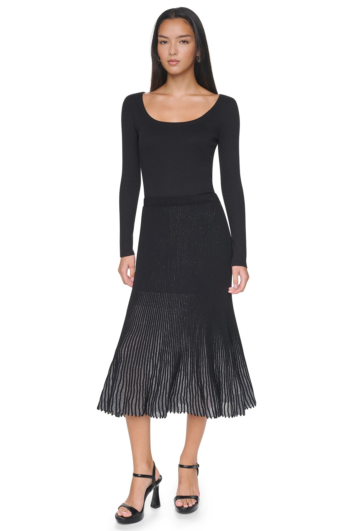 PLAITED RIB LUREX SWEATER SKIRT VIEW 2