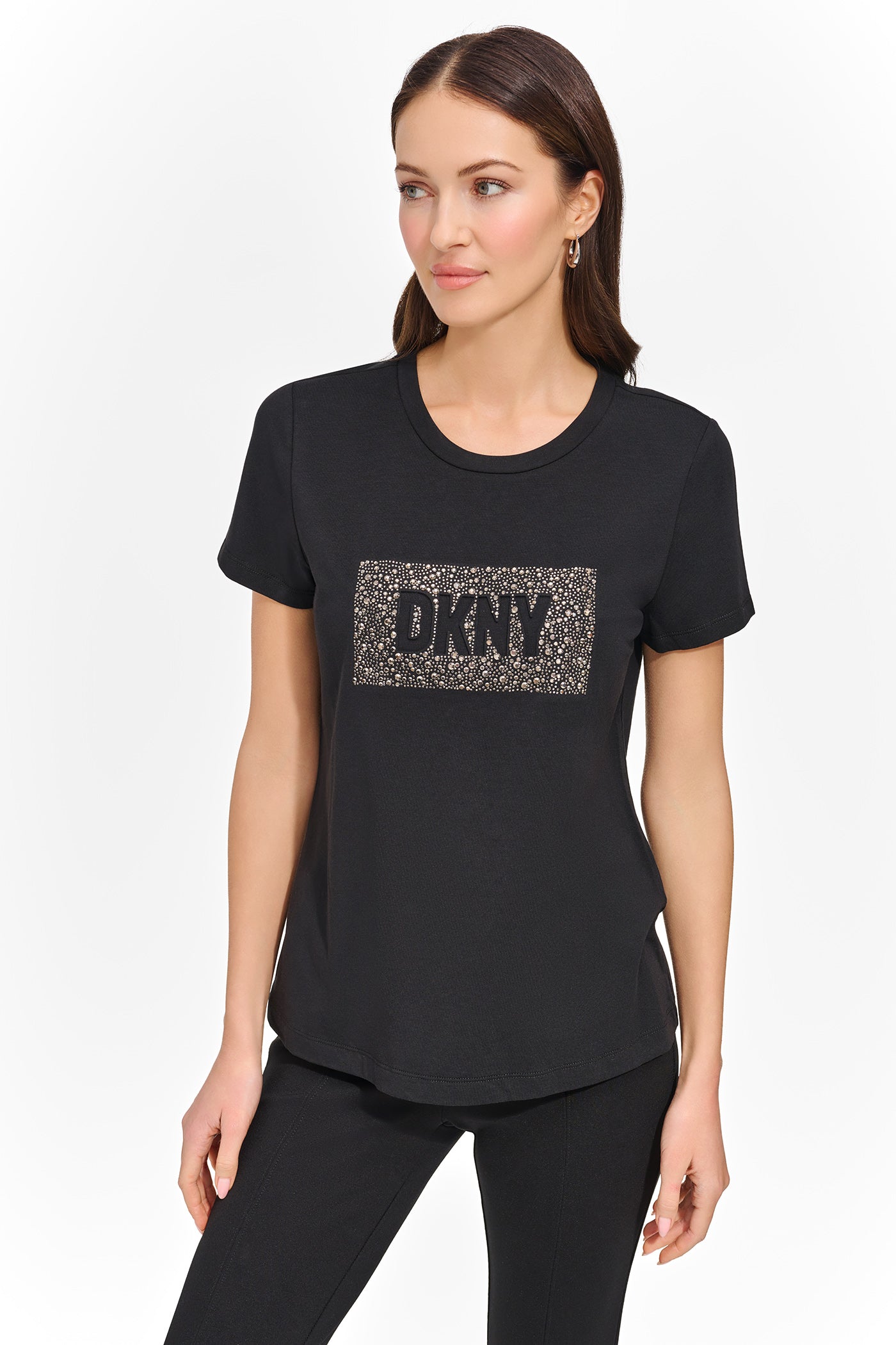 Black STUD LOGO TEE, VIEW 1 | Not Clearance or Preorder