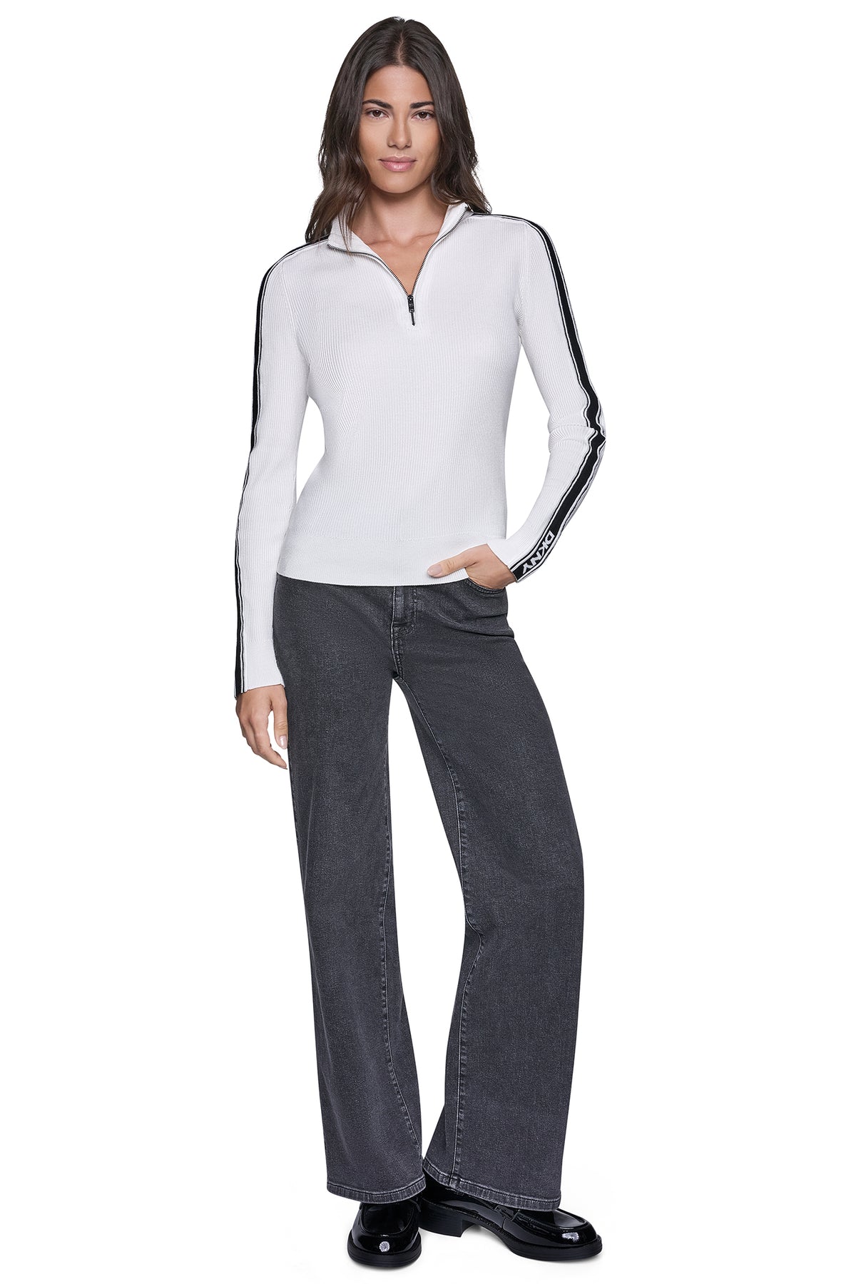 QUARTER-ZIP LOGO TAPE SWEATER VIEW 2