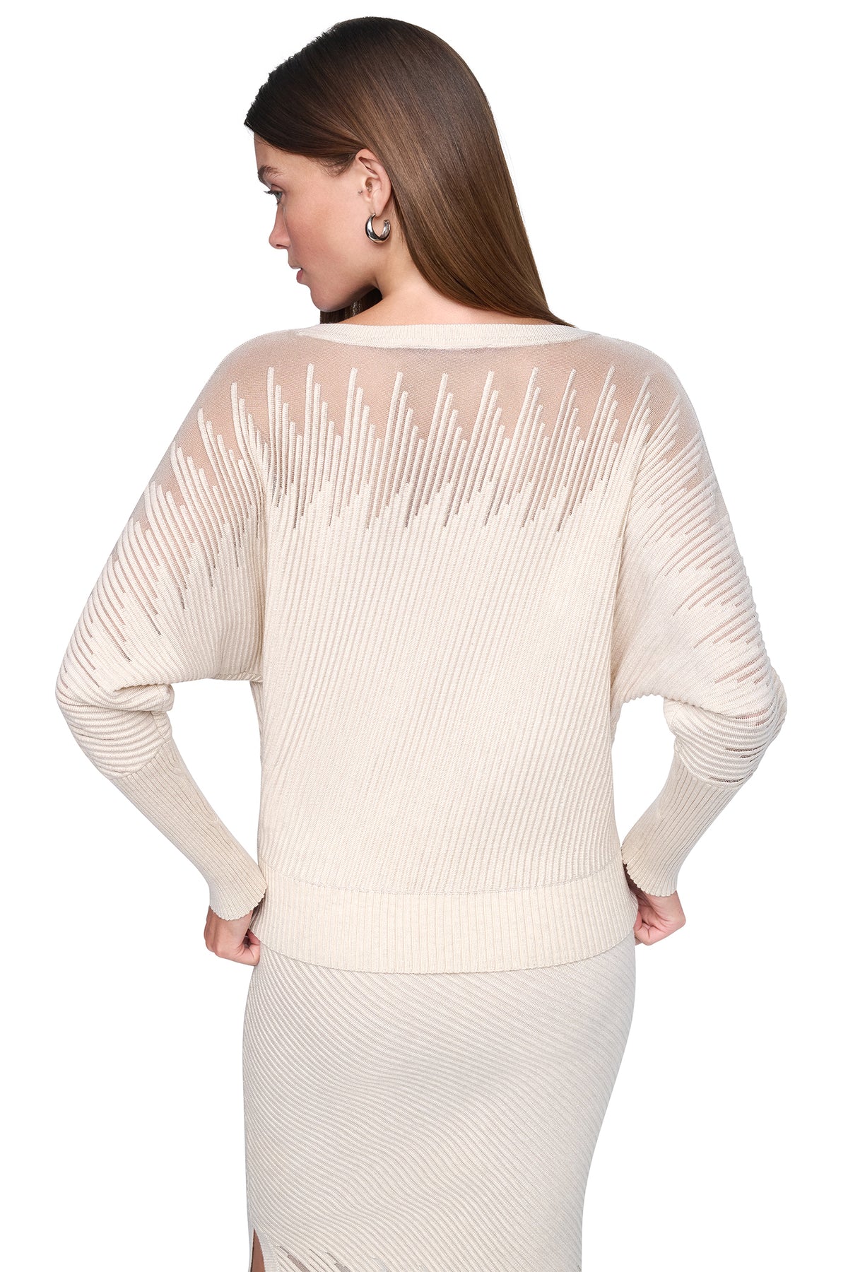 PATTERNED SHEER BOAT-NECK SWEATER VIEW 2