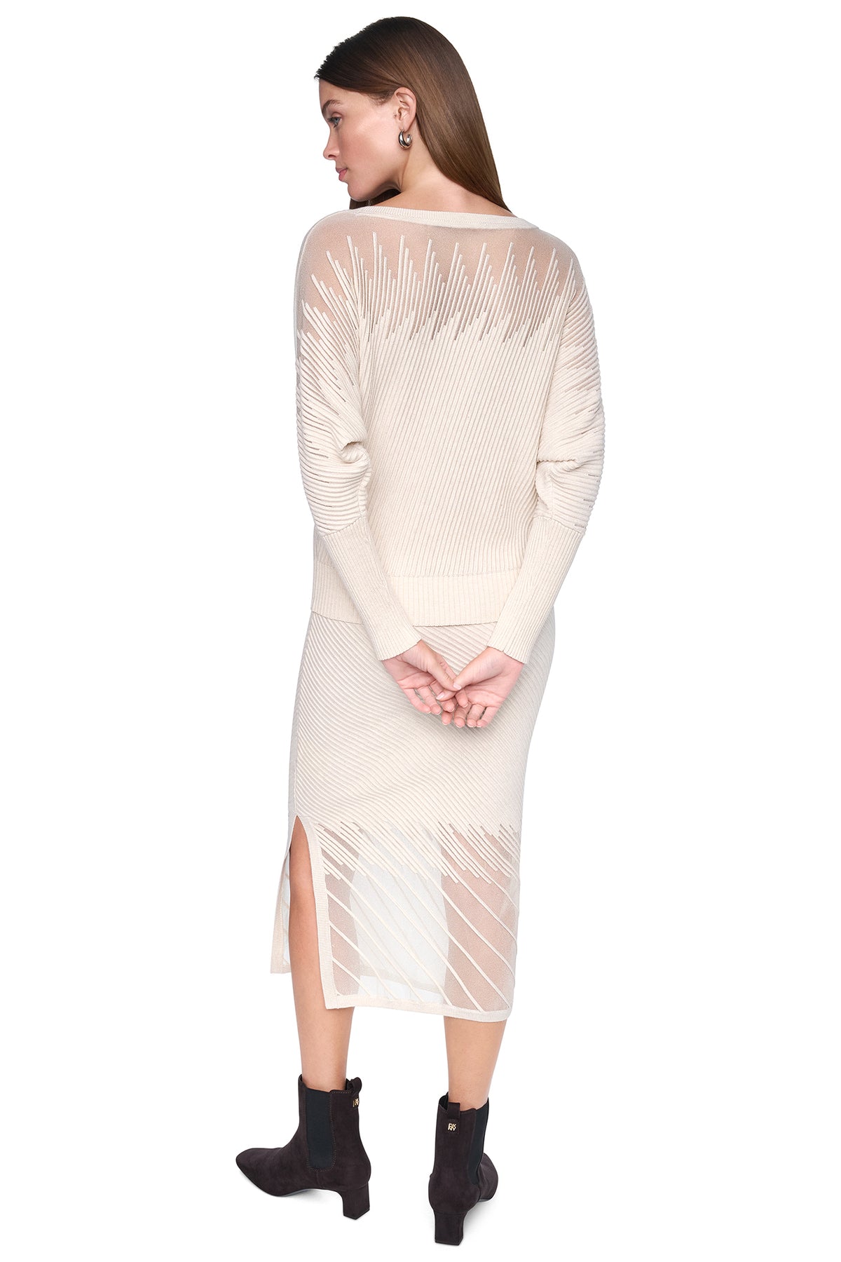 PATTERNED SHEER BOAT-NECK SWEATER VIEW 2