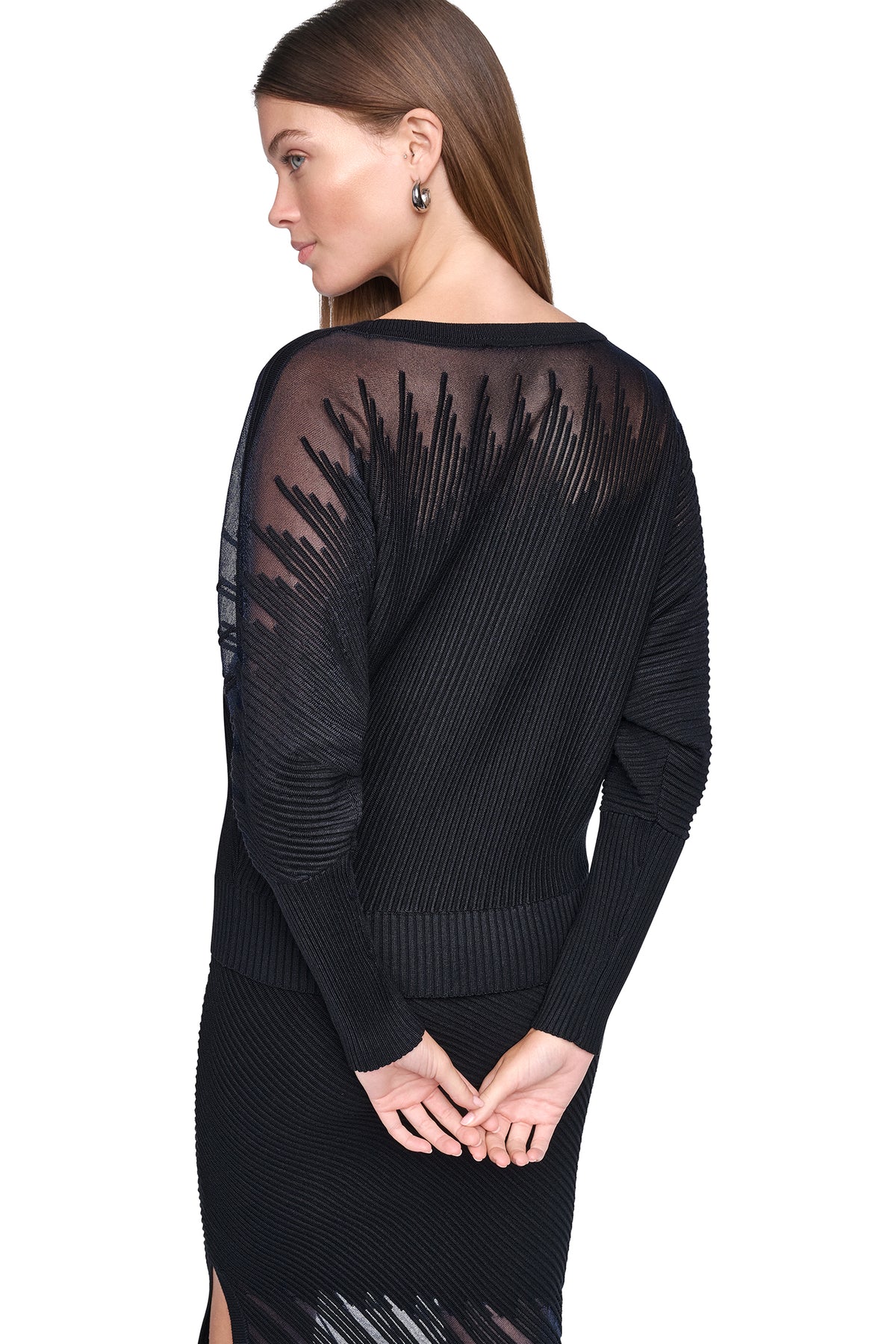 PATTERNED SHEER BOAT-NECK SWEATER VIEW 2