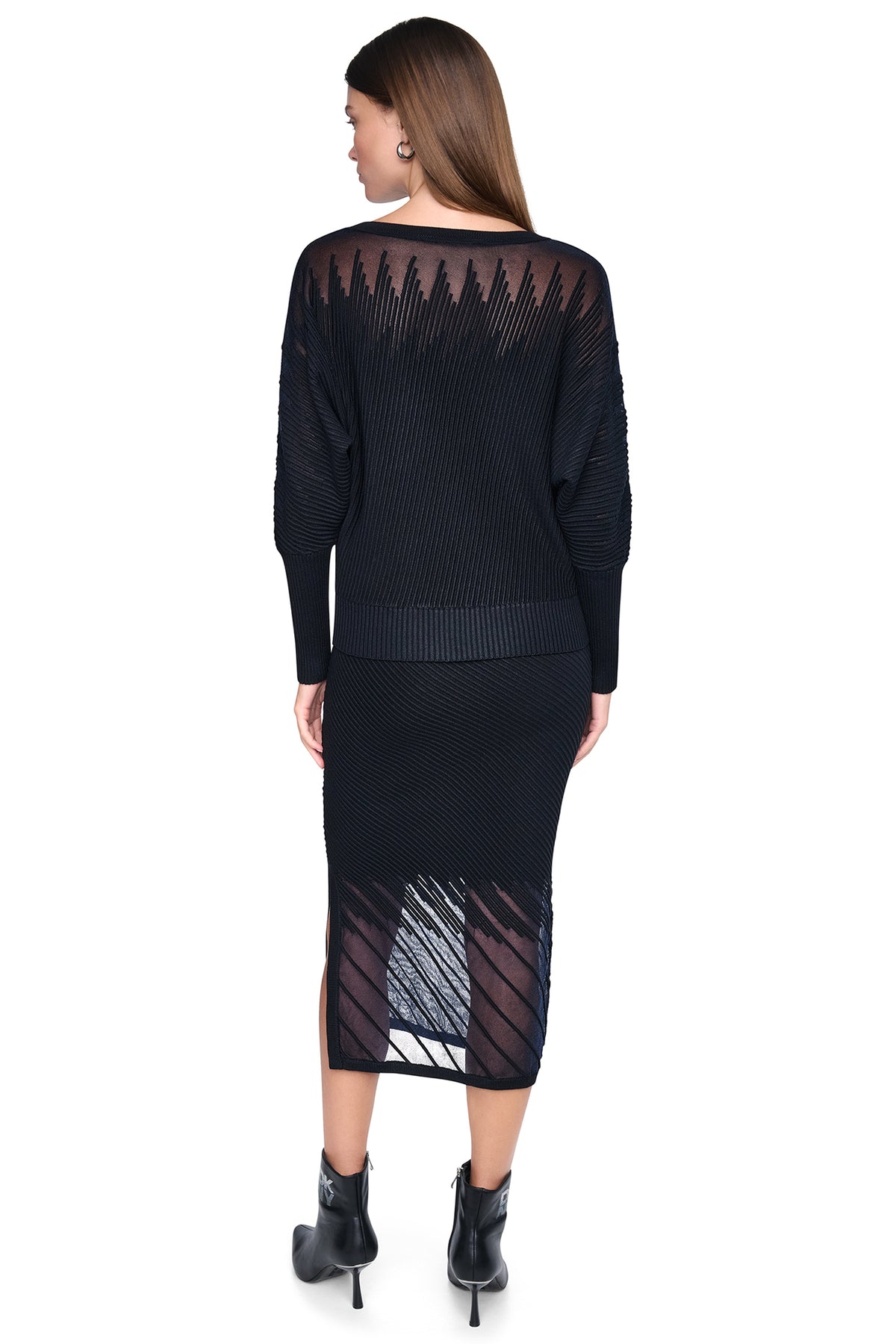 PATTERNED SHEER BOAT-NECK SWEATER VIEW 2