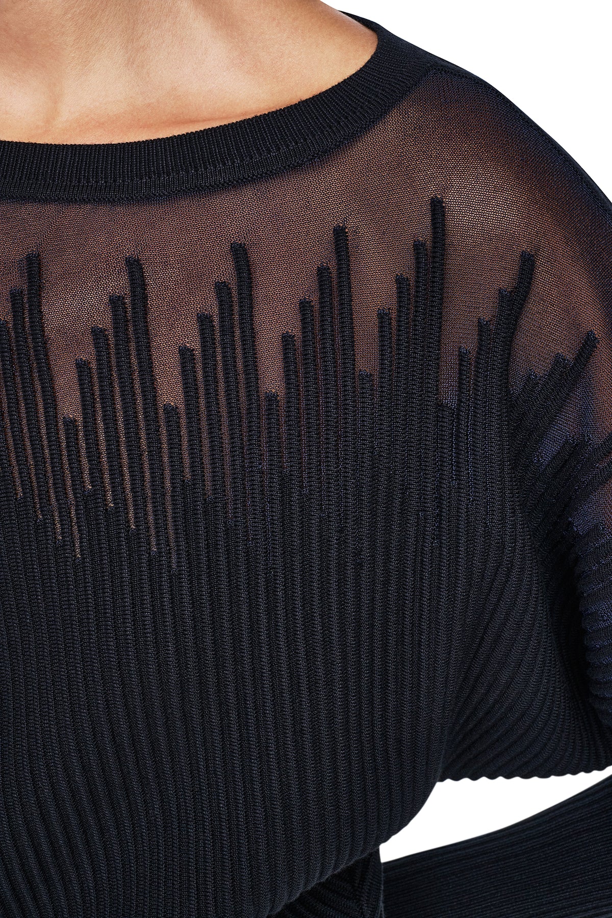 PATTERNED SHEER BOAT-NECK SWEATER VIEW 2