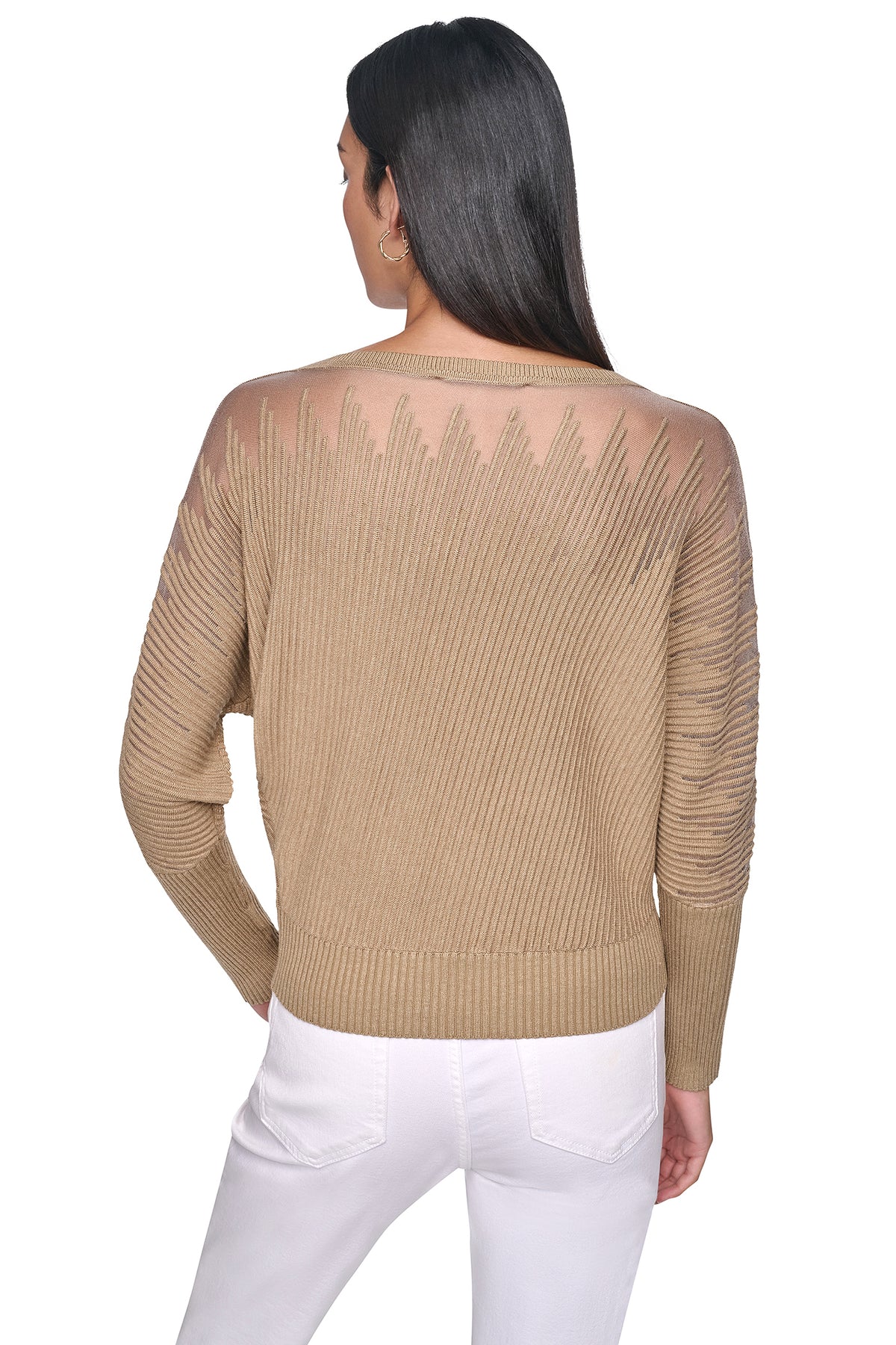 PATTERNED SHEER BOAT-NECK SWEATER VIEW 2