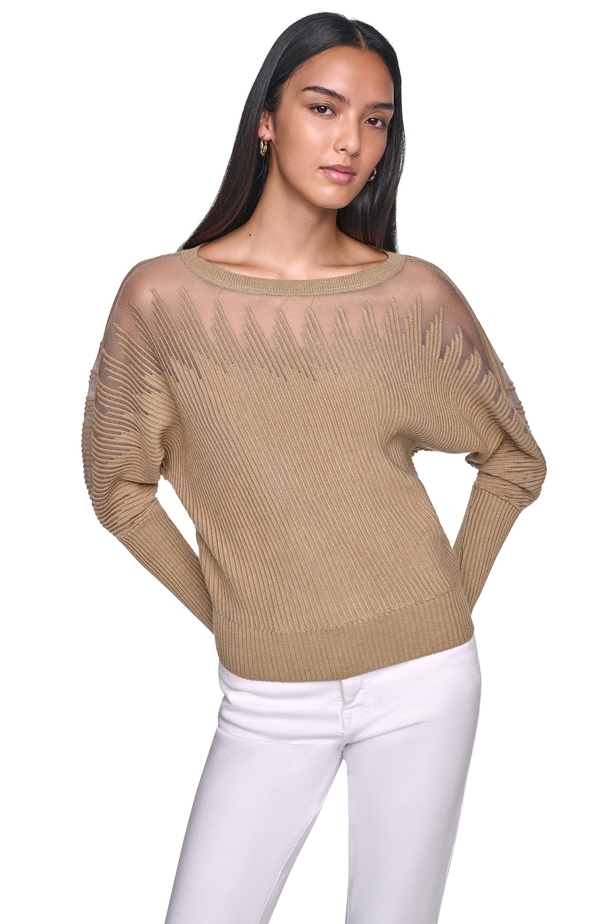 PATTERNED SHEER BOAT-NECK SWEATER VIEW 2