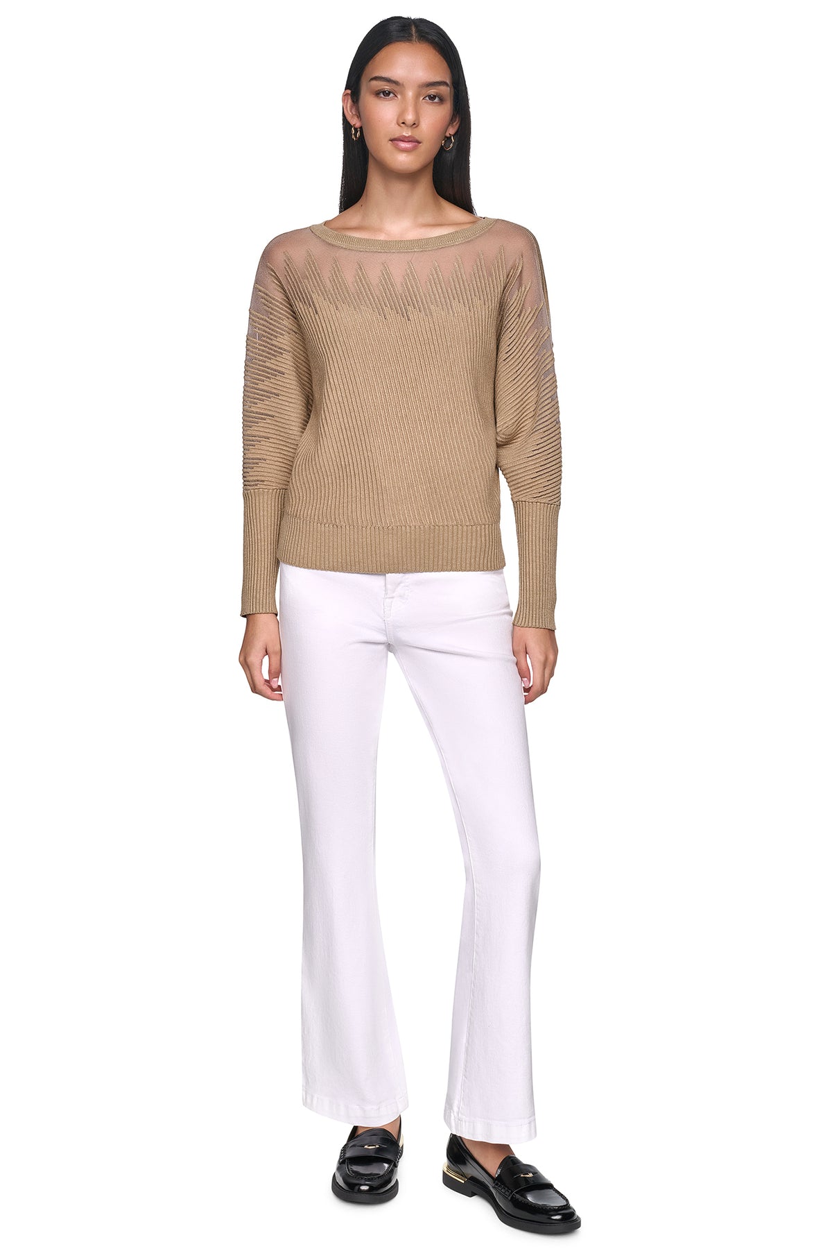 PATTERNED SHEER BOAT-NECK SWEATER VIEW 2