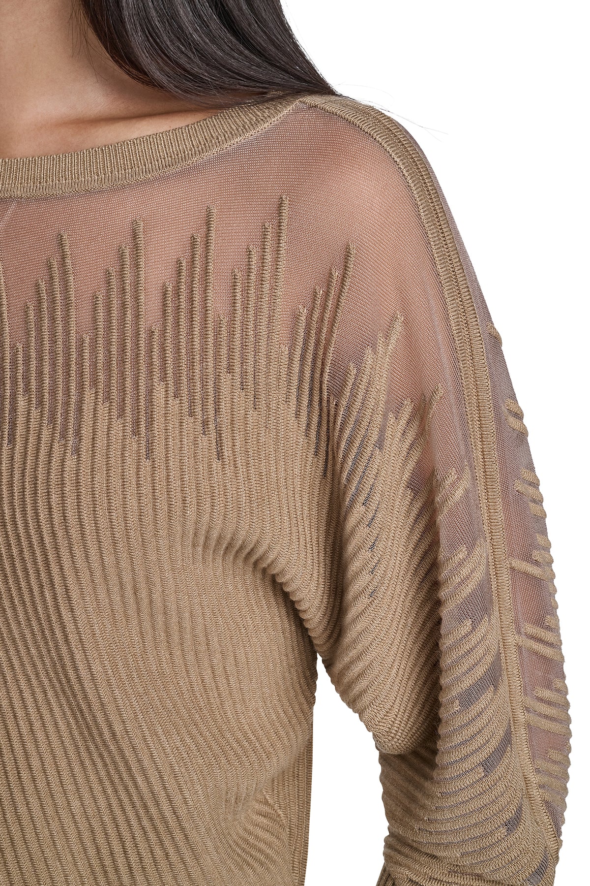 PATTERNED SHEER BOAT-NECK SWEATER VIEW 2