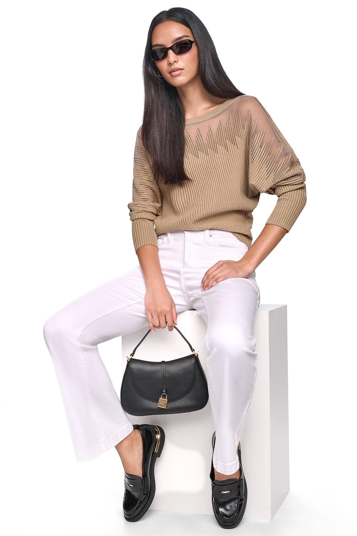 PATTERNED SHEER BOAT-NECK SWEATER VIEW 1
