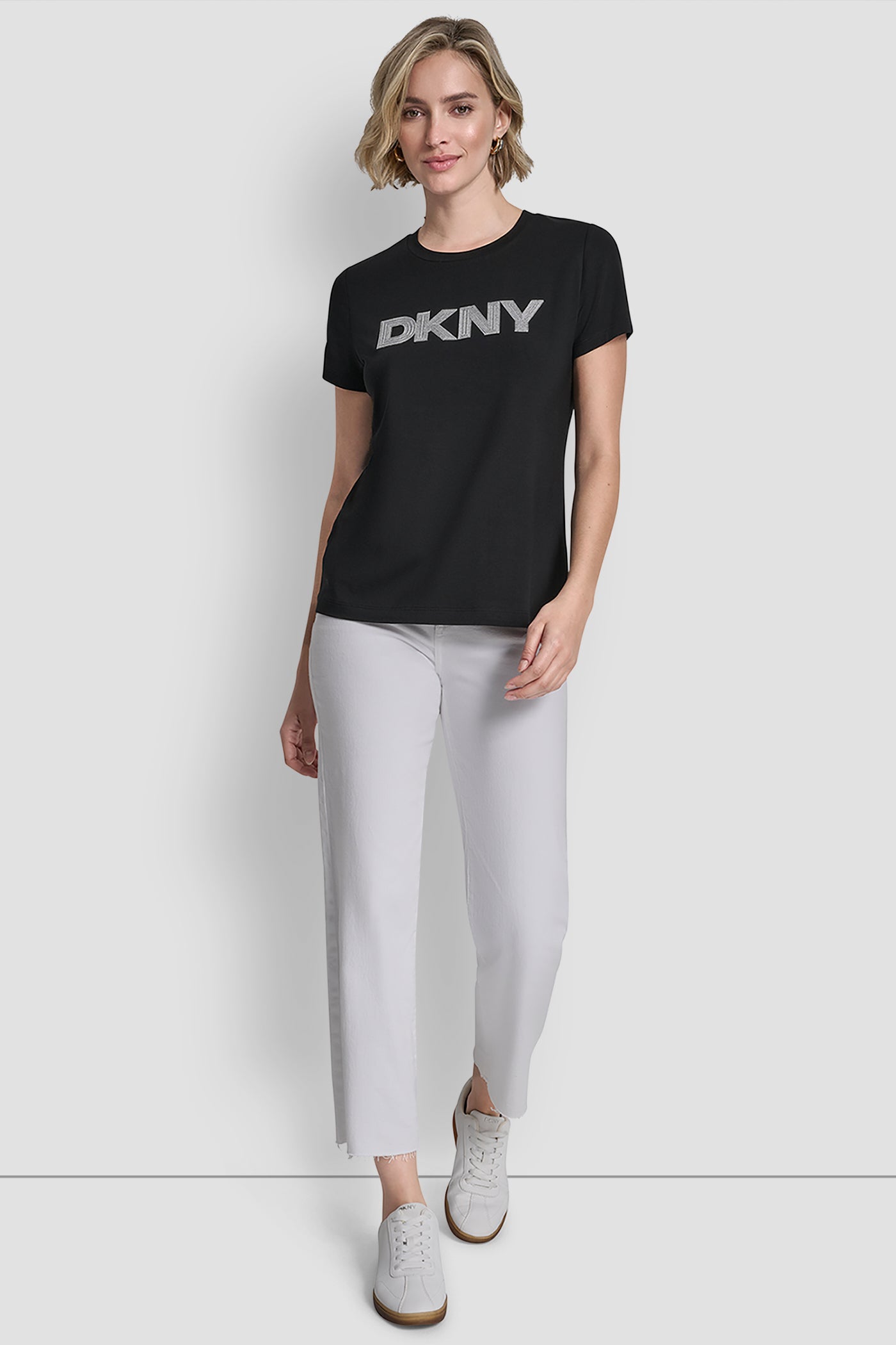 METALLIC LOGO EMBROIDERED TEE VIEW 4 | Tees & Tanks