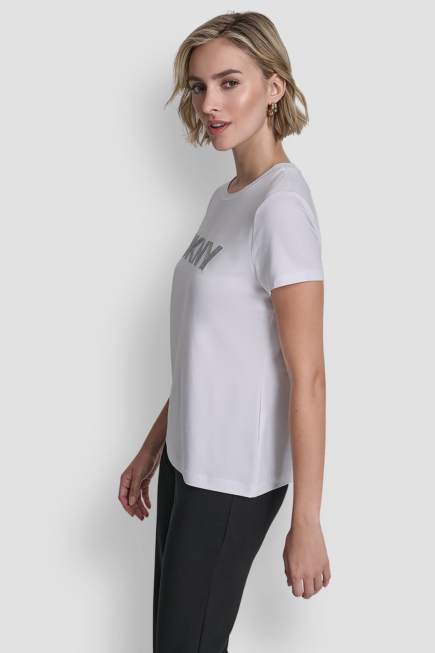 METALLIC LOGO EMBROIDERED TEE VIEW 4 | All Products