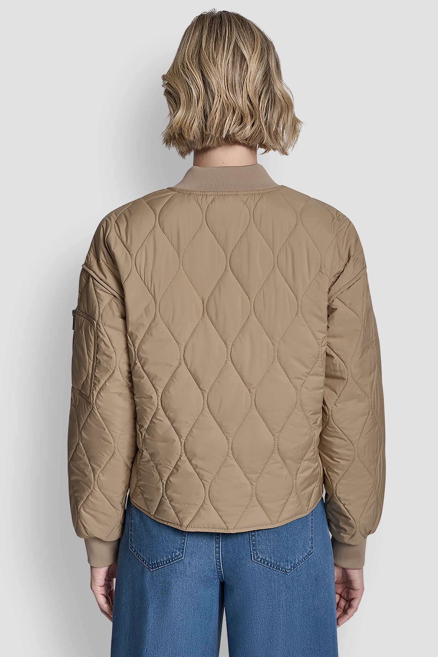 Travertine QUILTED BOMBER JACKET, BACK VIEW | Jackets & Blazers