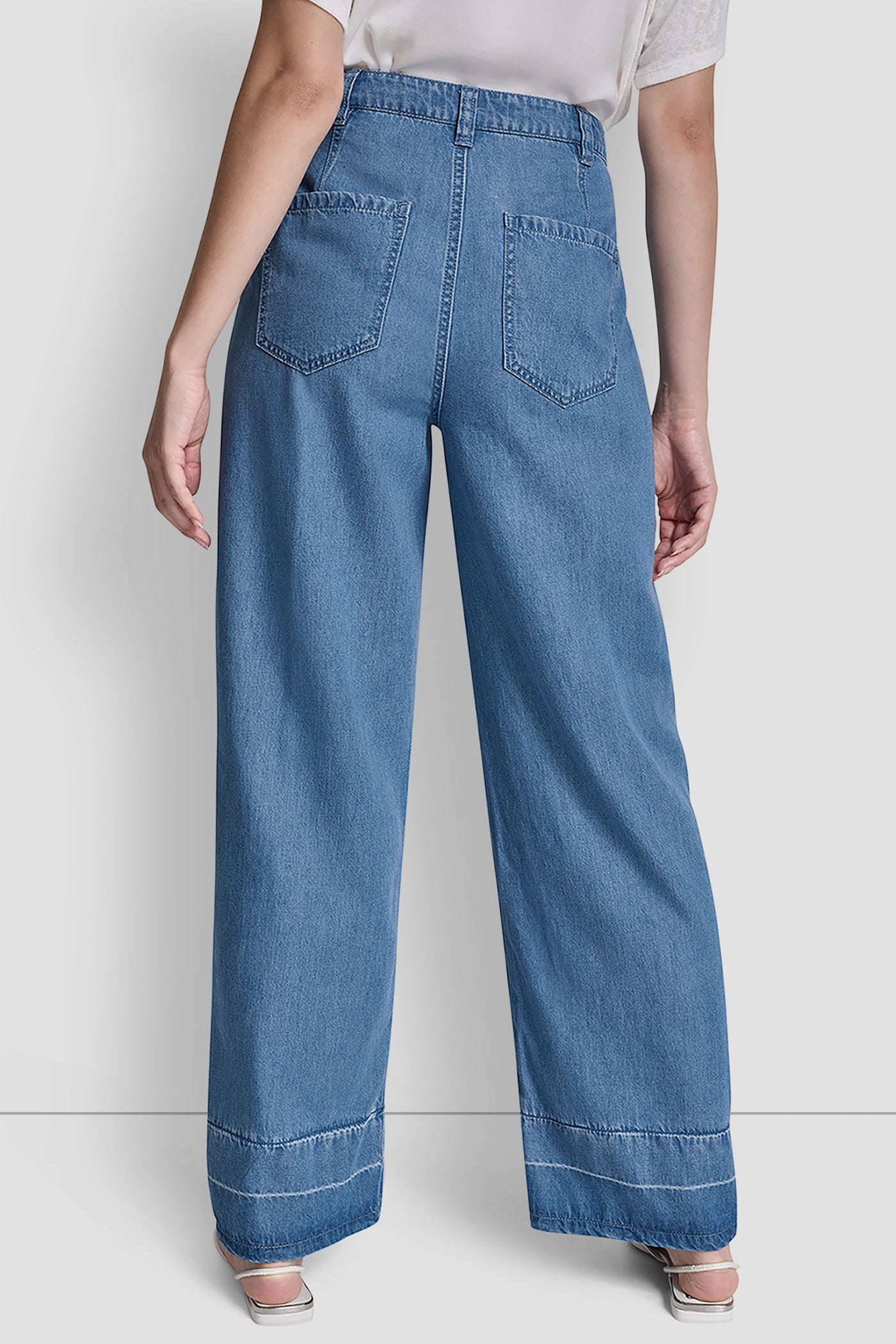 Blue BELTED HIGH-RISE PANT, BACK VIEW