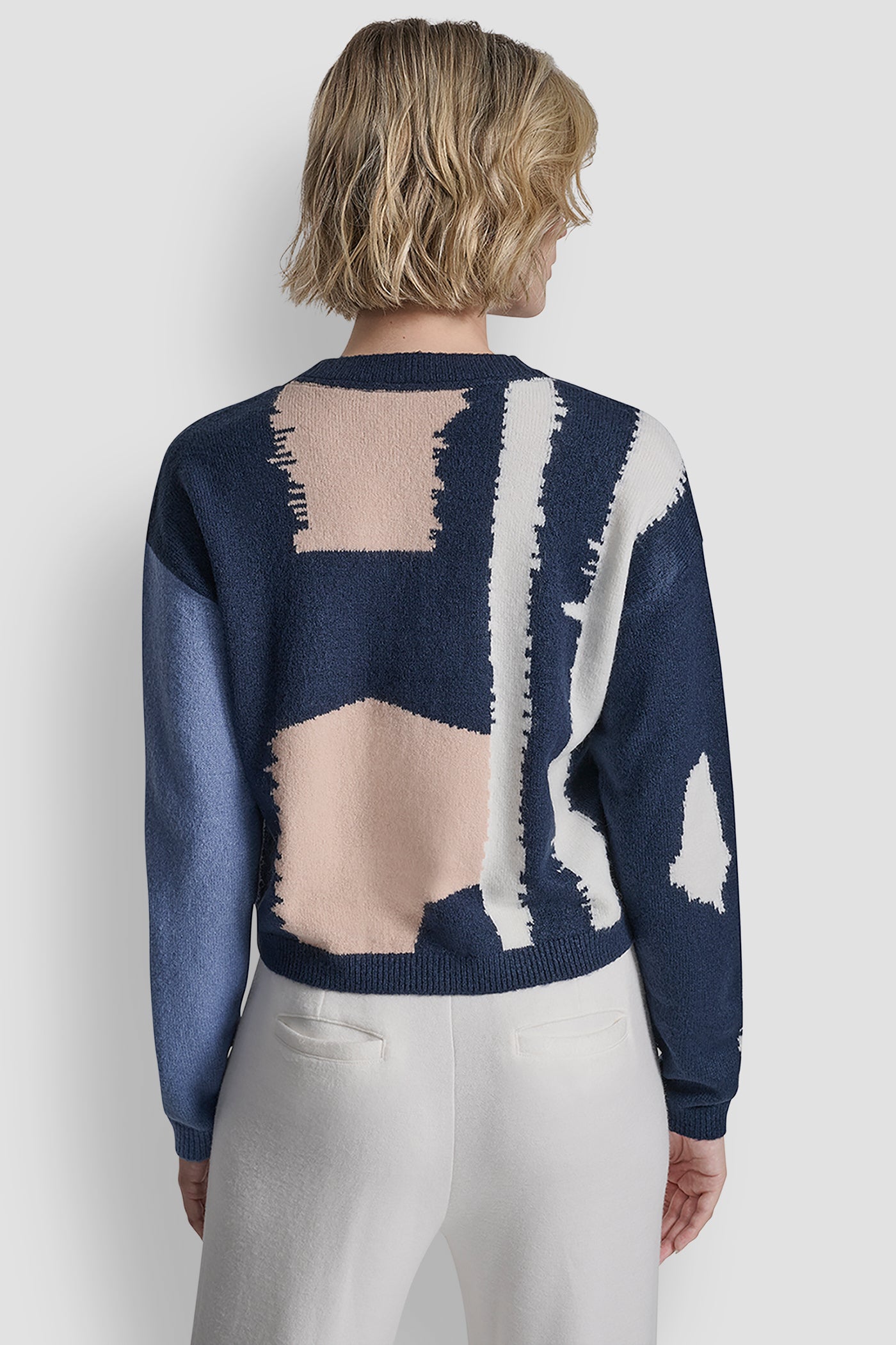 Hudson Lights CROPPED COLORBLOCK CARDIGAN, BACK VIEW | WOMEN'S SWEATERS & TOPS