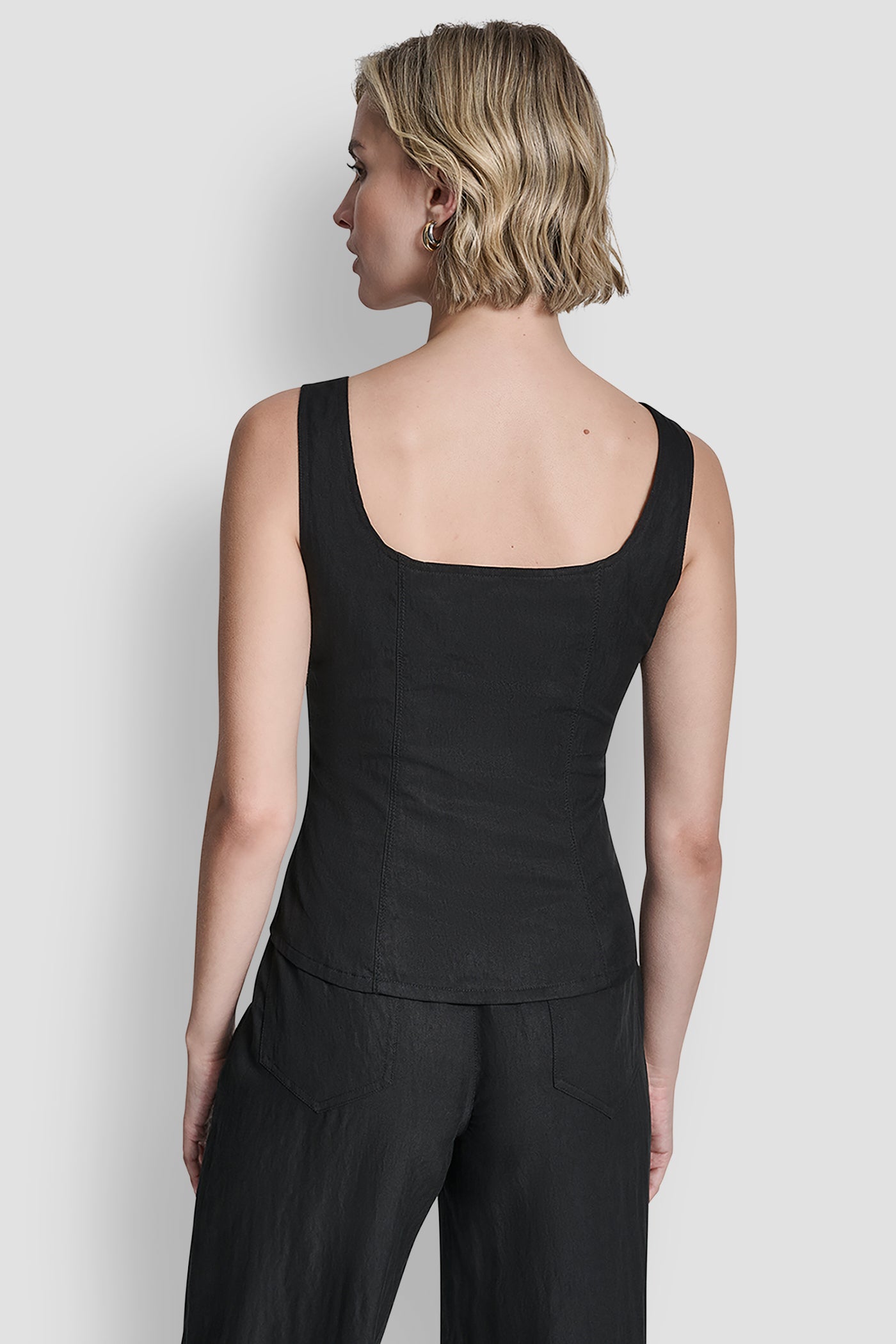 Black ZIGZAG STITCH CORSET TOP, BACK VIEW | Products