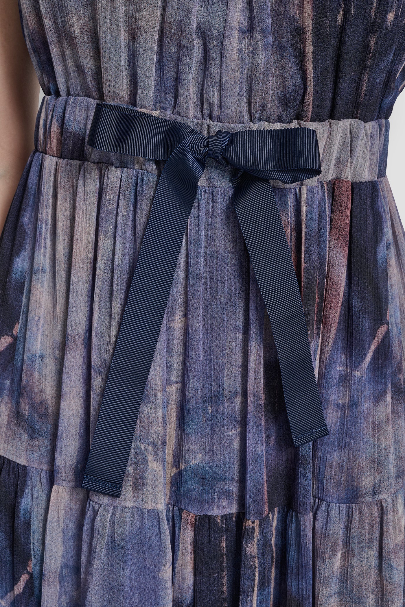 PLEATED CHIFFON TIE-WAIST MIDI DRESS VIEW 6 | New clothing