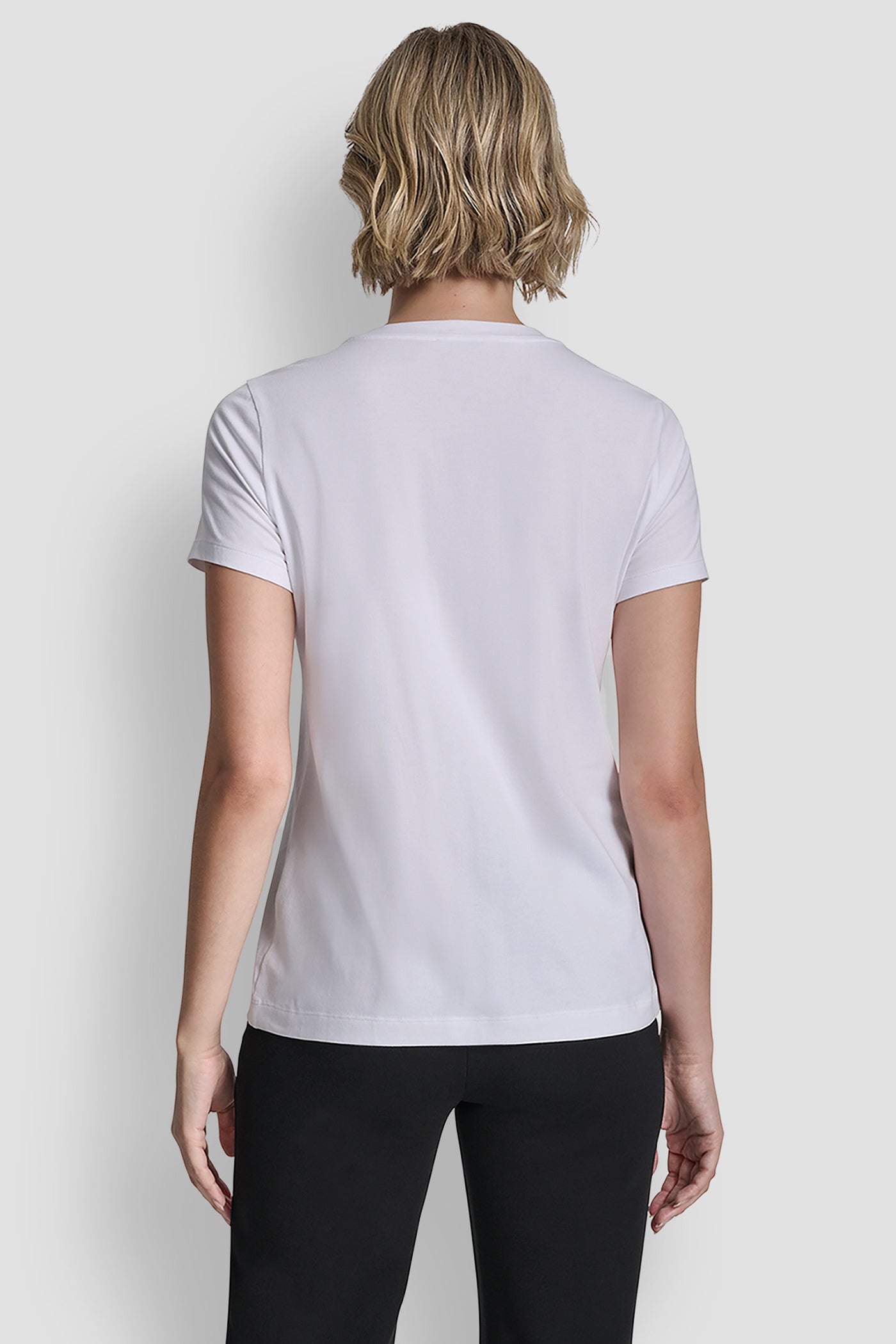 White STACKED LOGO TEE, BACK VIEW | DKNY Promo