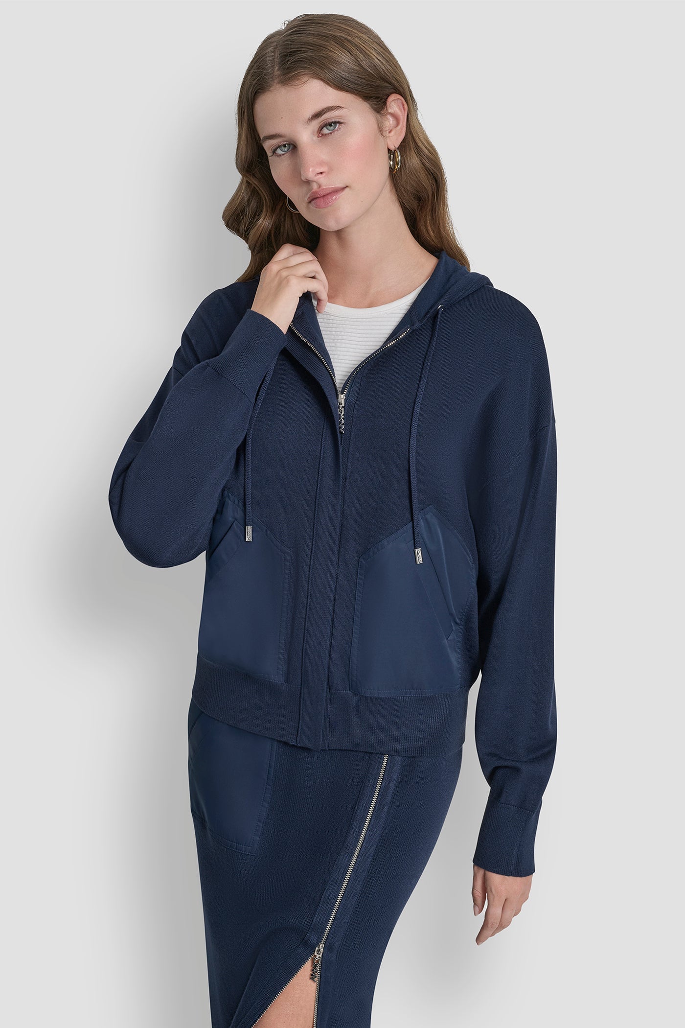 Hudson Blue DROP SHOULDER ZIP UP HOODIE, VIEW 1 | Jackets & Blazers