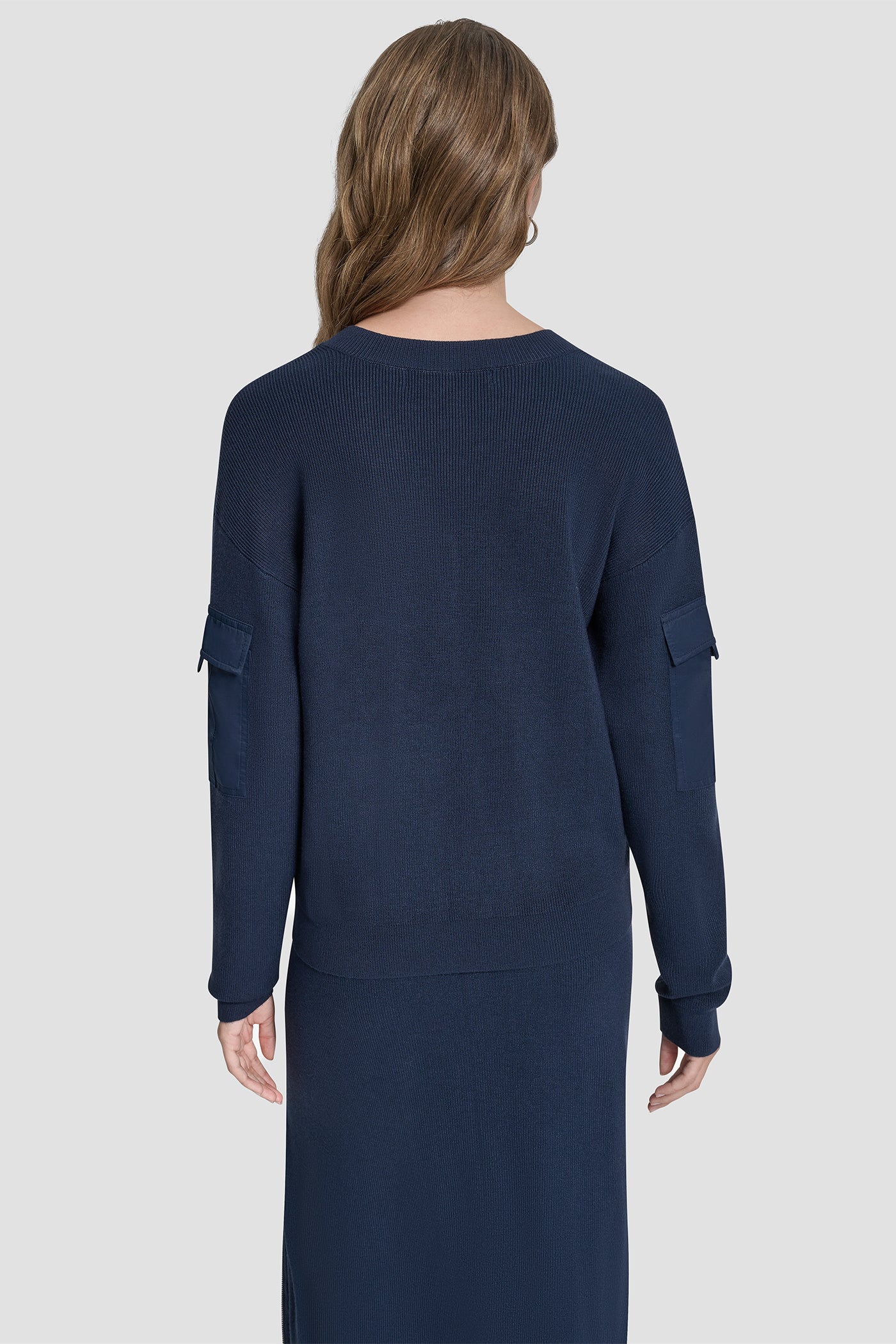 Hudson Blue CARGO POCKET SLEEVE SWEATER, BACK VIEW | SALE
