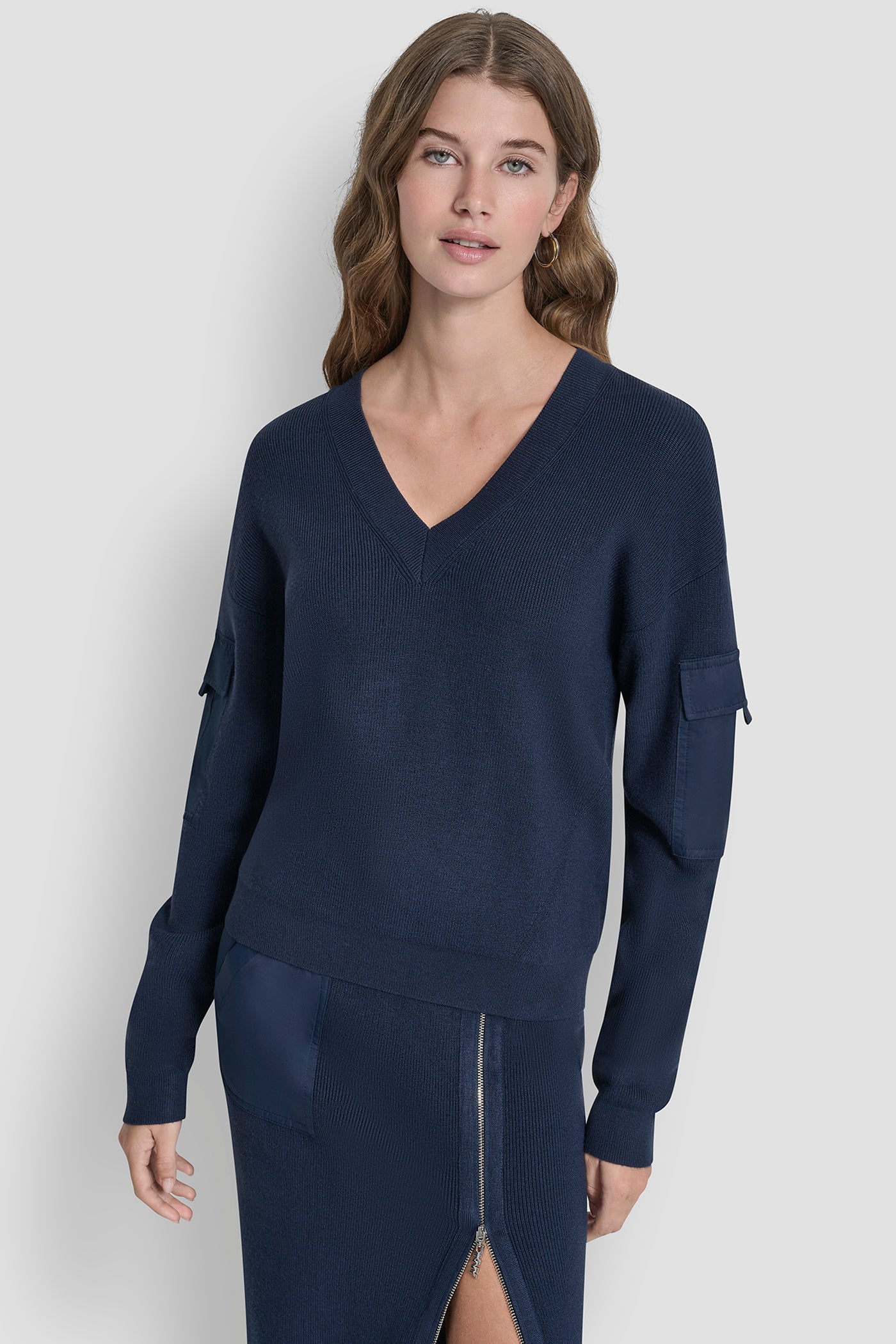 Hudson Blue CARGO POCKET SLEEVE SWEATER, FRONT VIEW | SALE