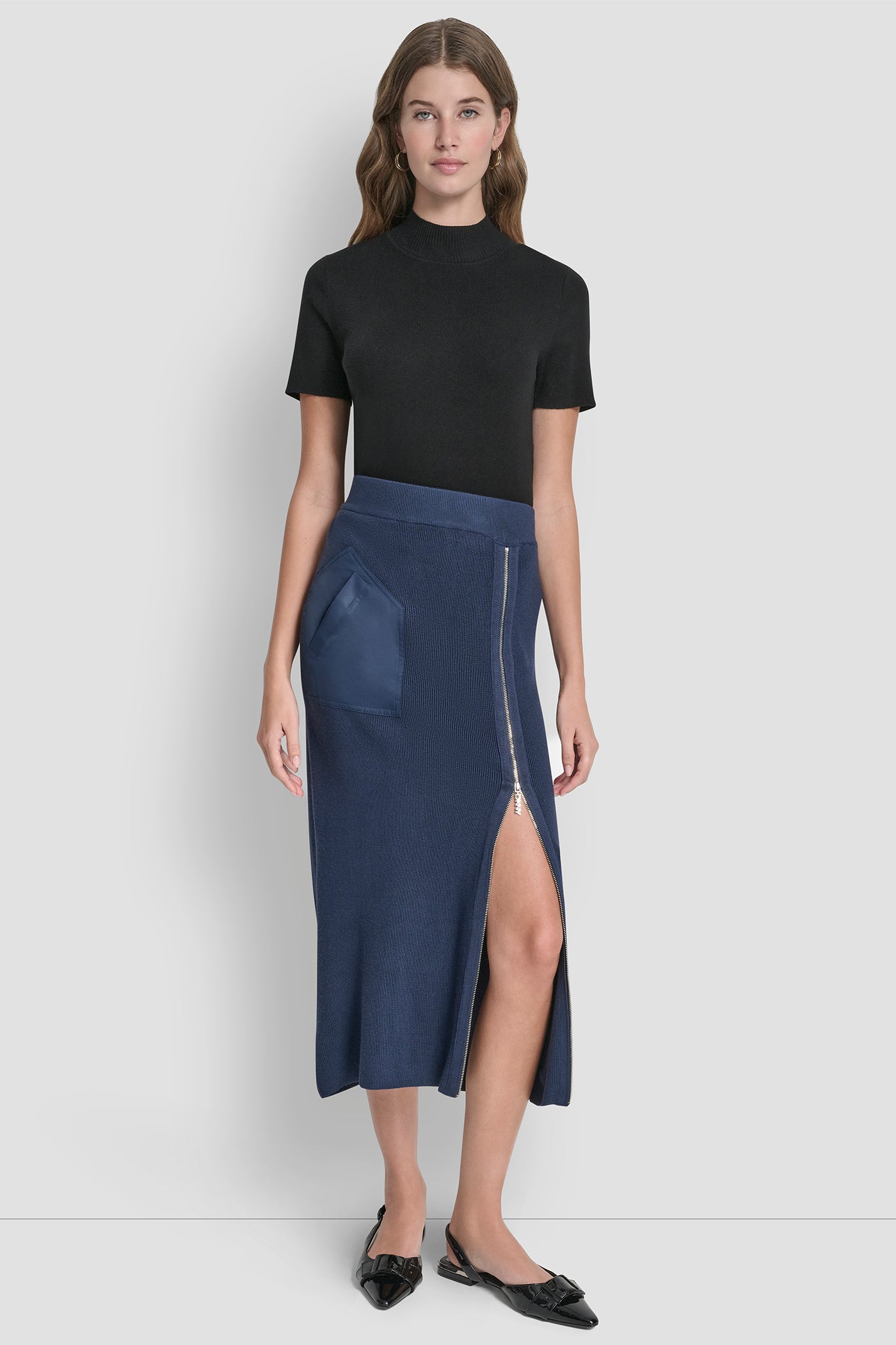 ZIP DETAILED MIDI SWEATER SKIRT VIEW 3 | HOLIDAY COLLECTION